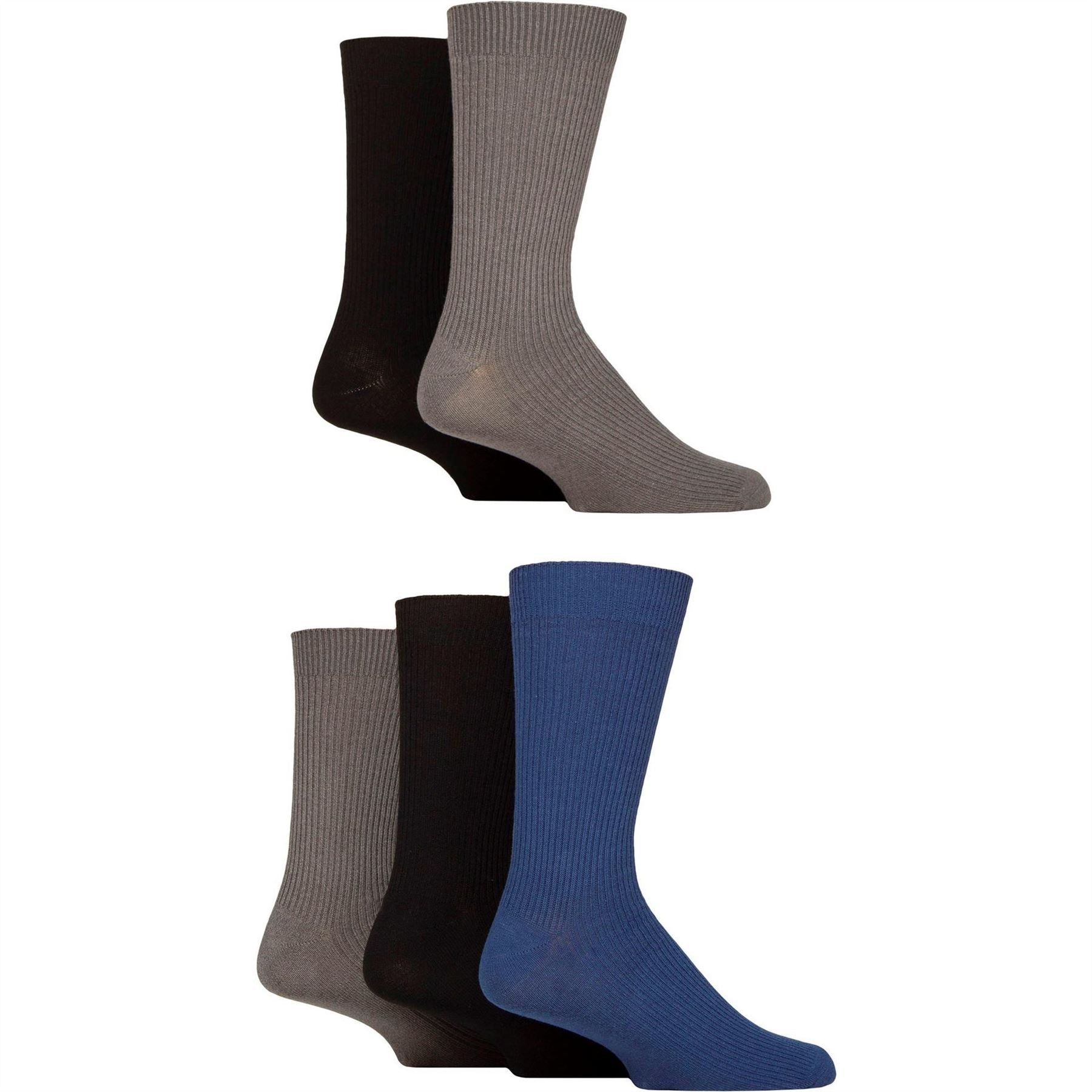 Jeff Banks 5 Pack Ribbed Leisure Crew Socks