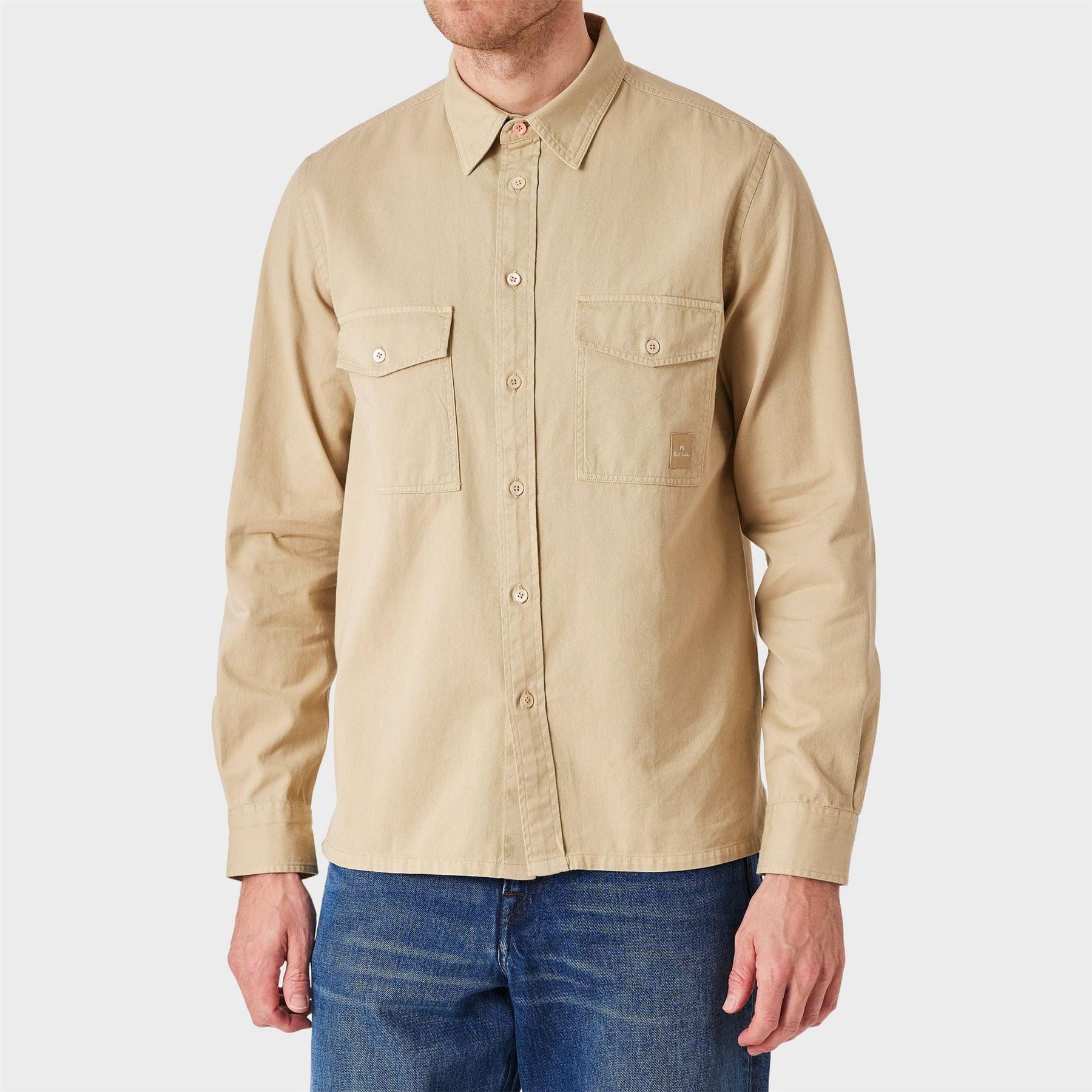 PS Paul Smith Solid Patterned Overshirt with Chest Pocket