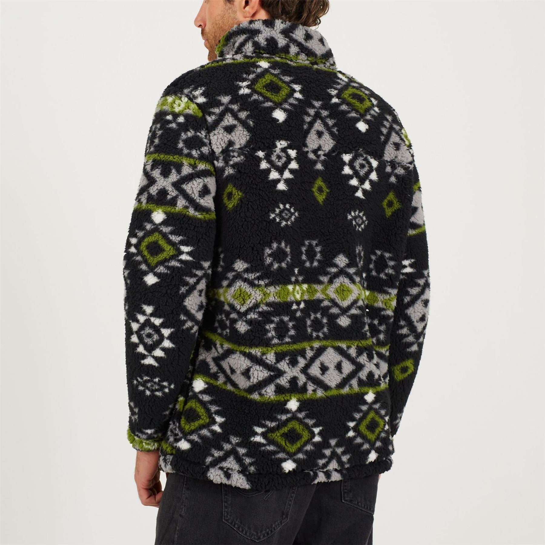 Brave Soul Aztec Block Zip Neck Long Sleeve Sweatshirt