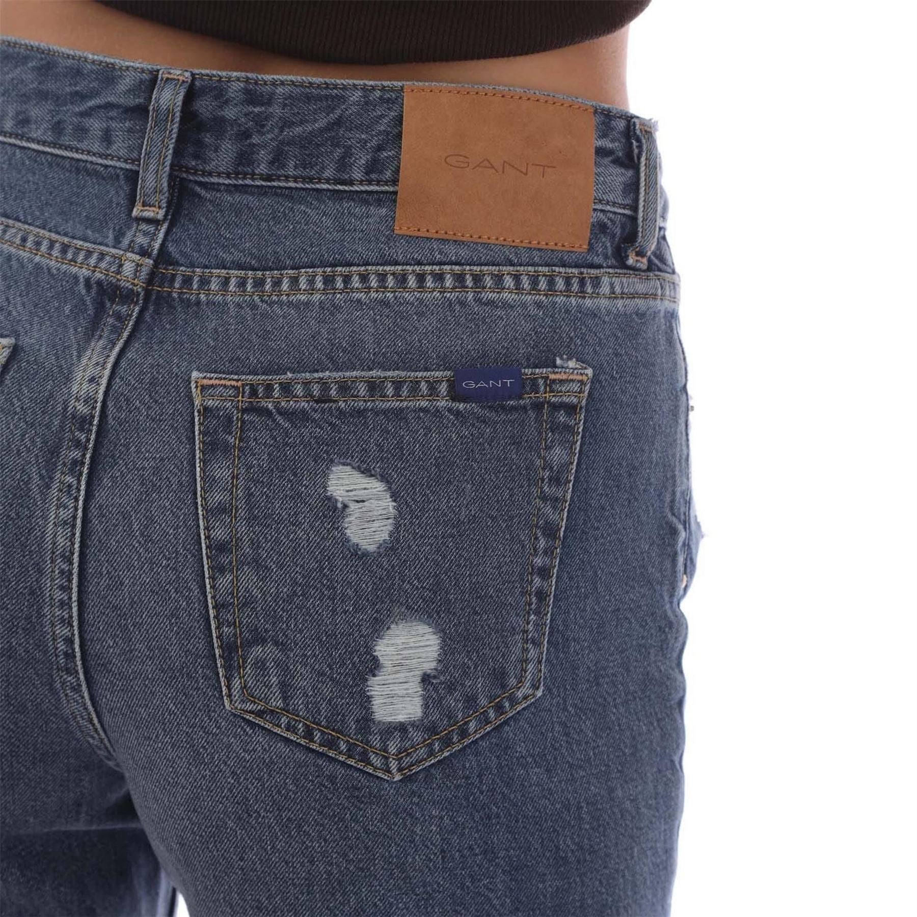 Gant Relaxed Fit Cropped Ripped Jeans