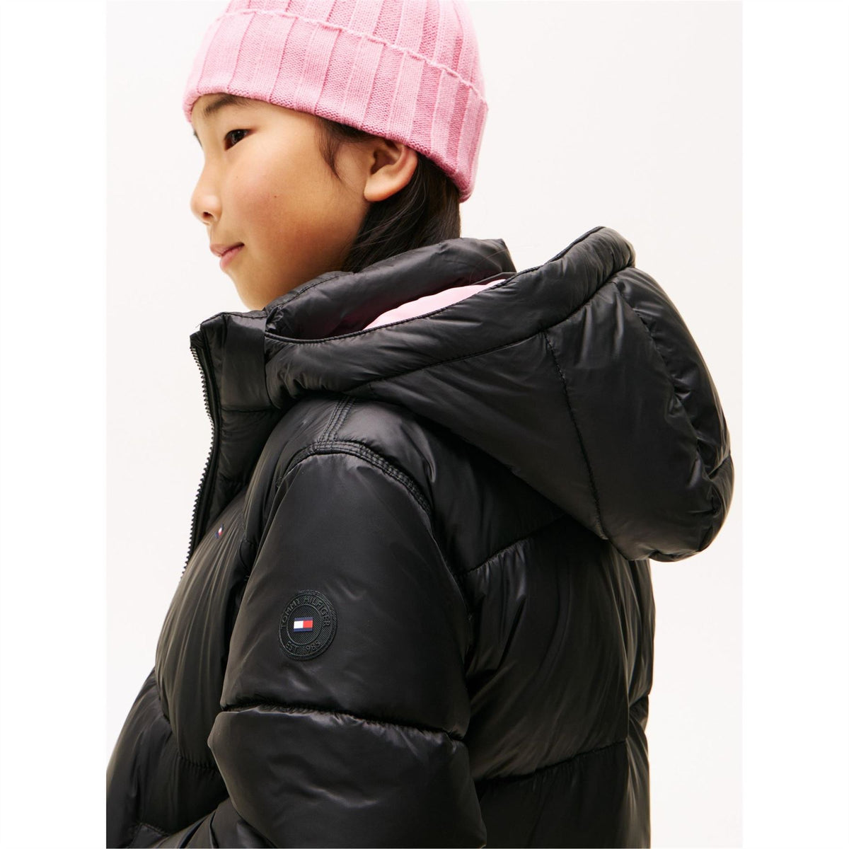 Tommy Hilfiger Shiny Water Resistant Insulated Short Puffer Jacket