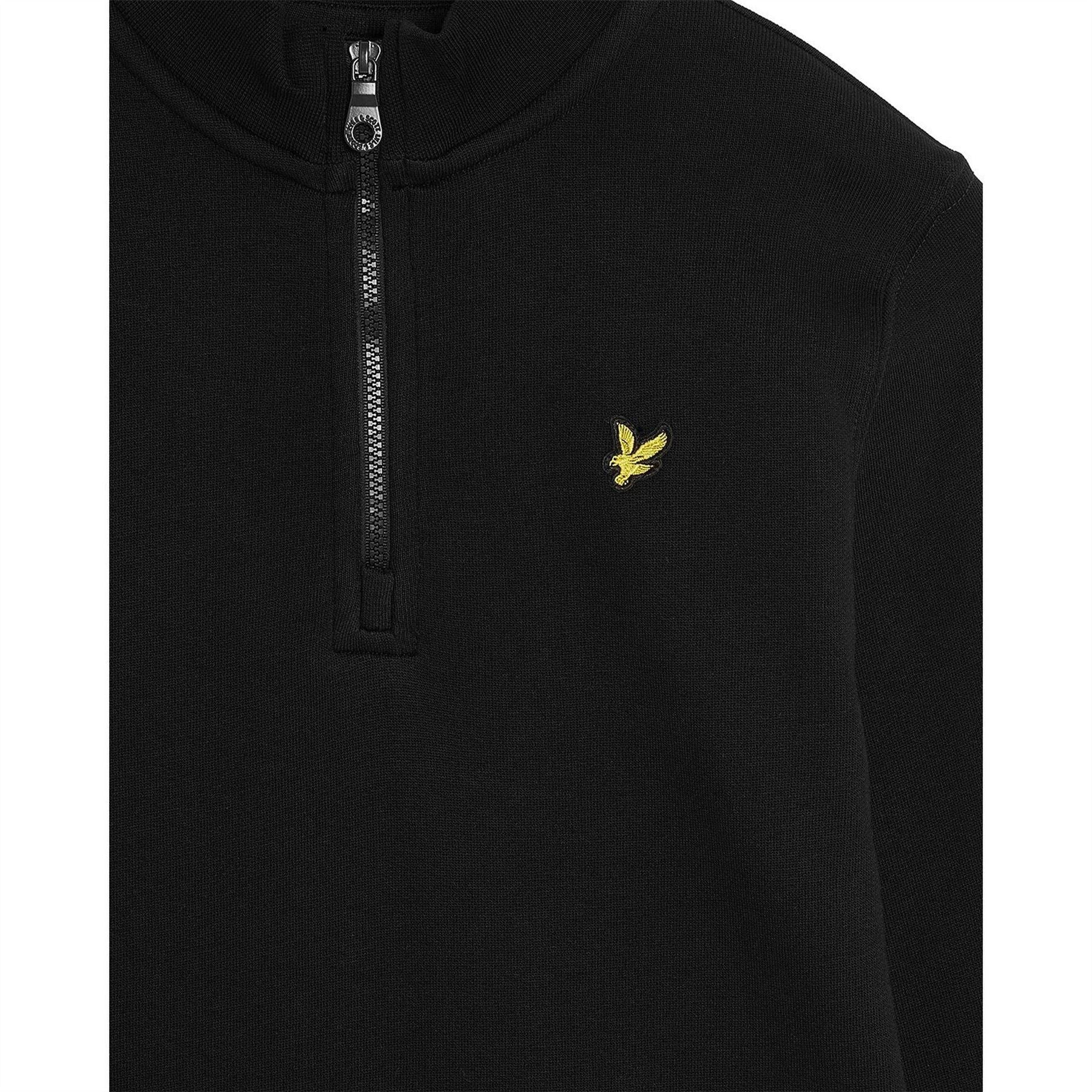Lyle and Scott Solid Patterned Ribbed Cuff Zip Neck Sweat Jacket
