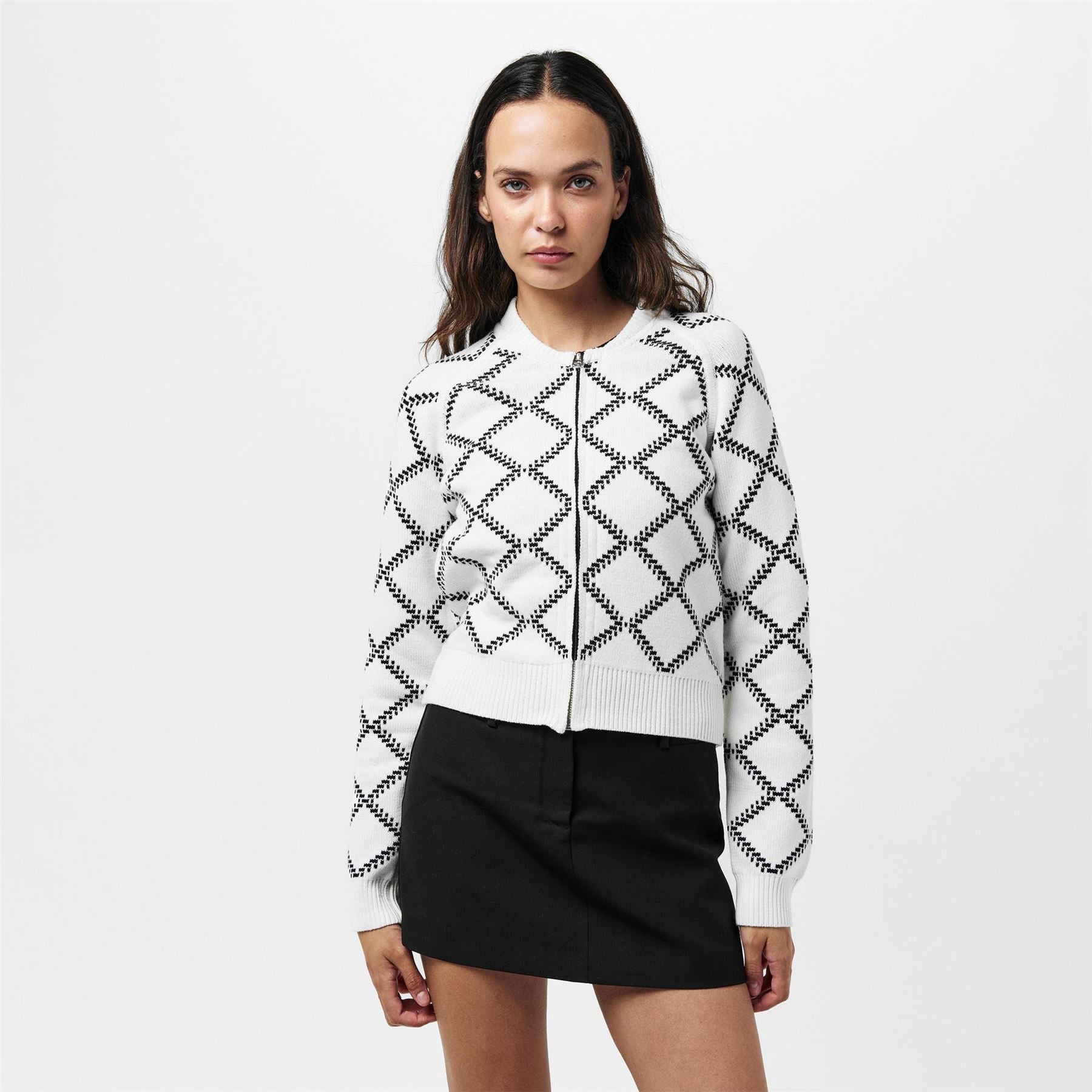 French Connection Reversible Check Relaxed Fit Sweater