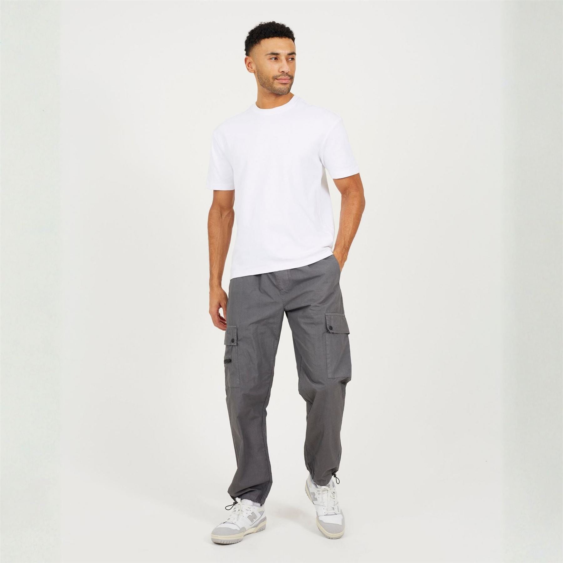 Brave Soul Loose Fit Cotton Poplin Cargo Trousers