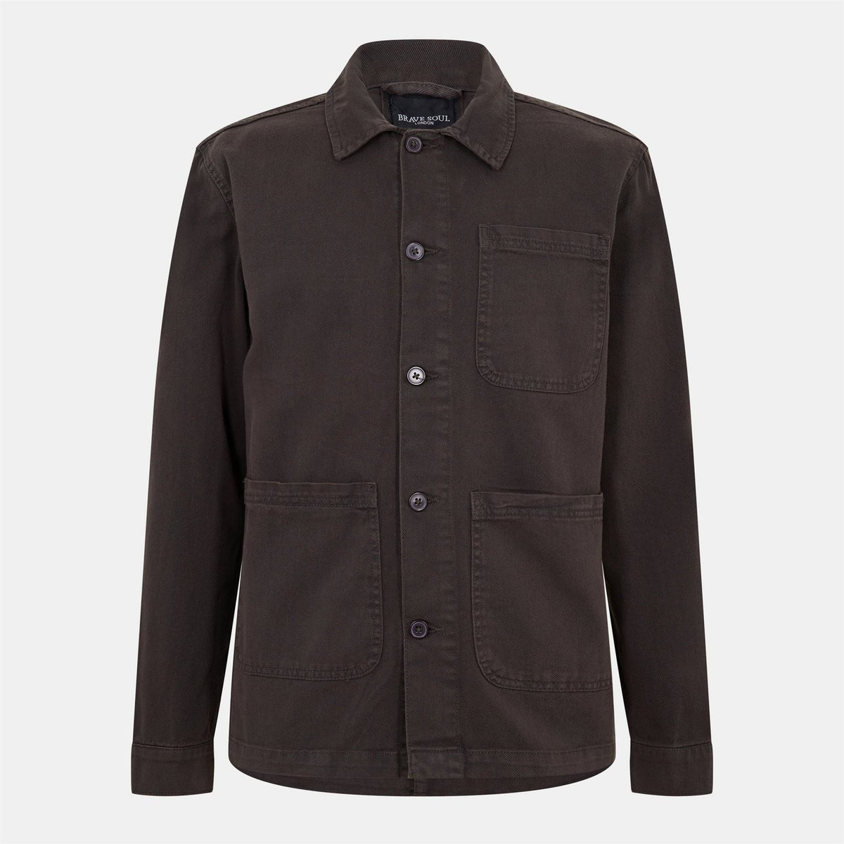 Brave Soul Mens Twill Shirt Overshirt with Front Pocket