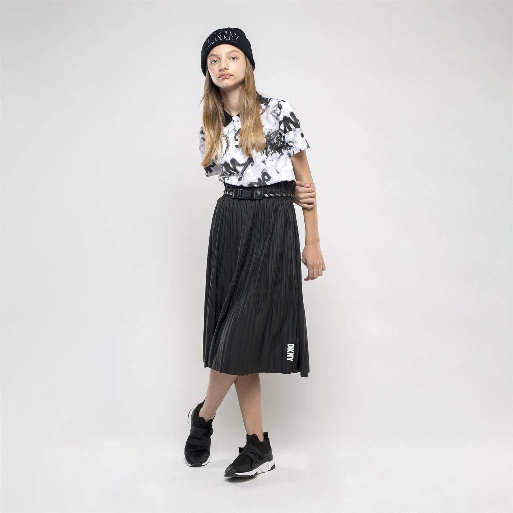 DKNY Belted A Line Skirt