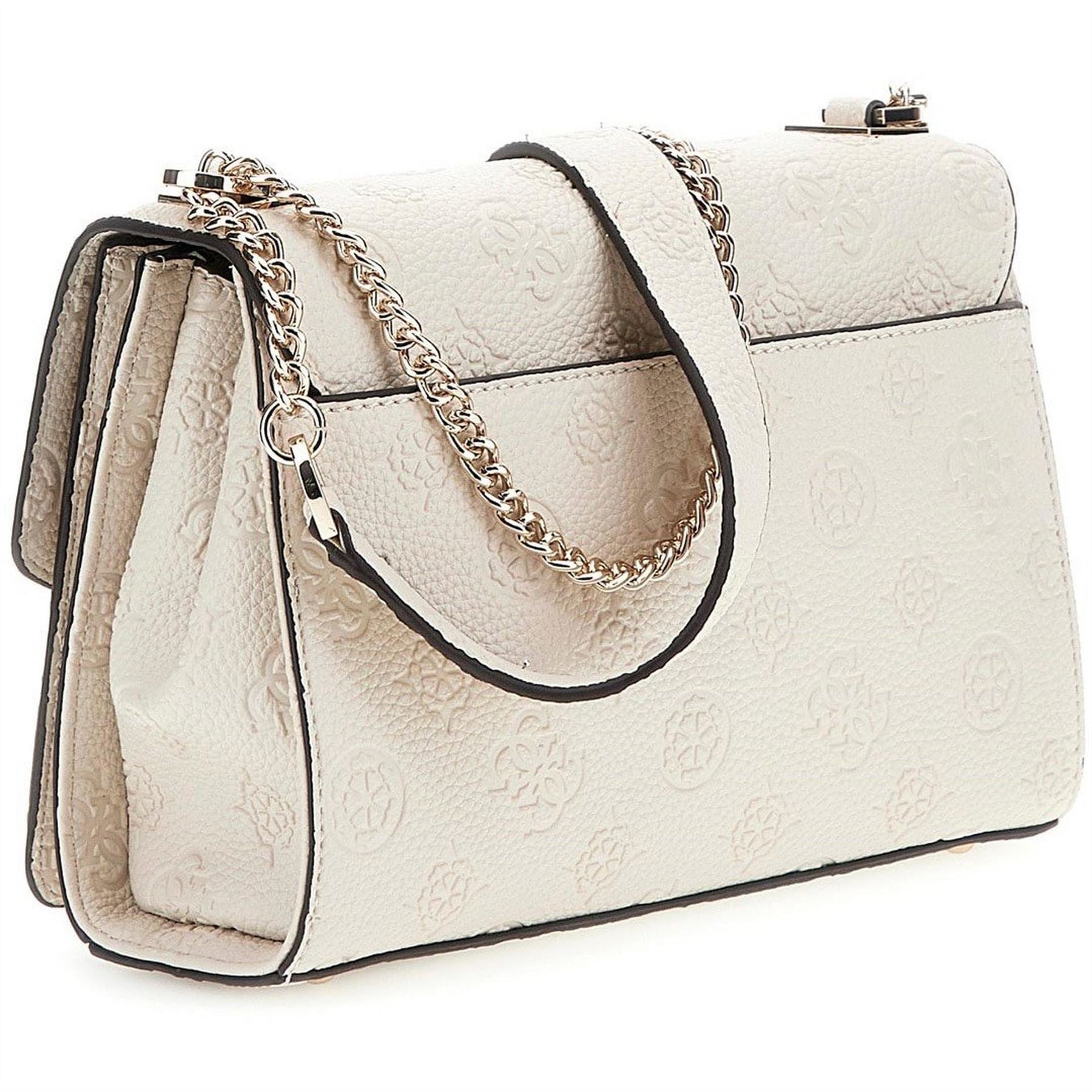 Guess Embossed Logo Cross Body Bag with Silver Tone Hardware