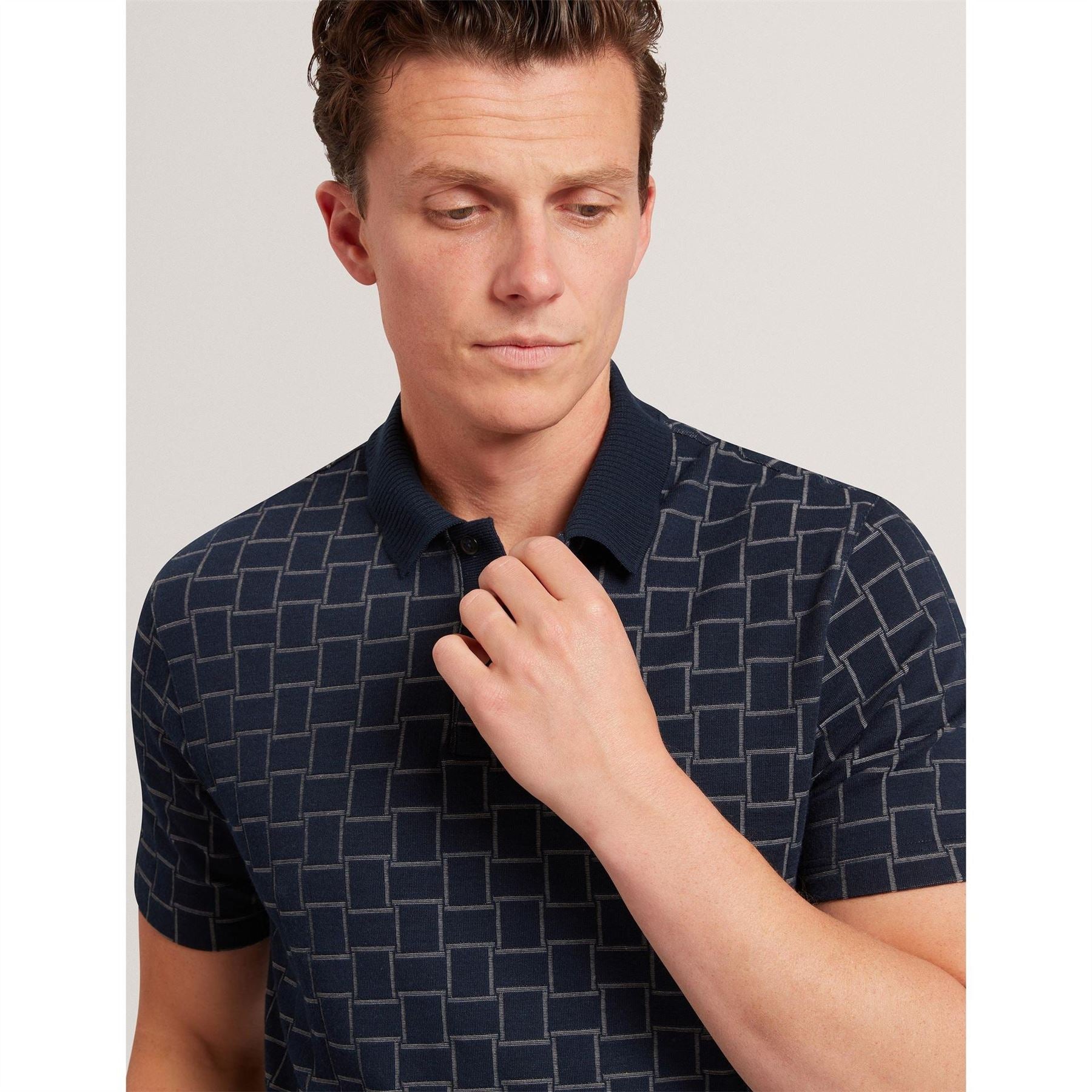 Ted Baker Jacquard Collared Neck Short Sleeve Polo Shirt
