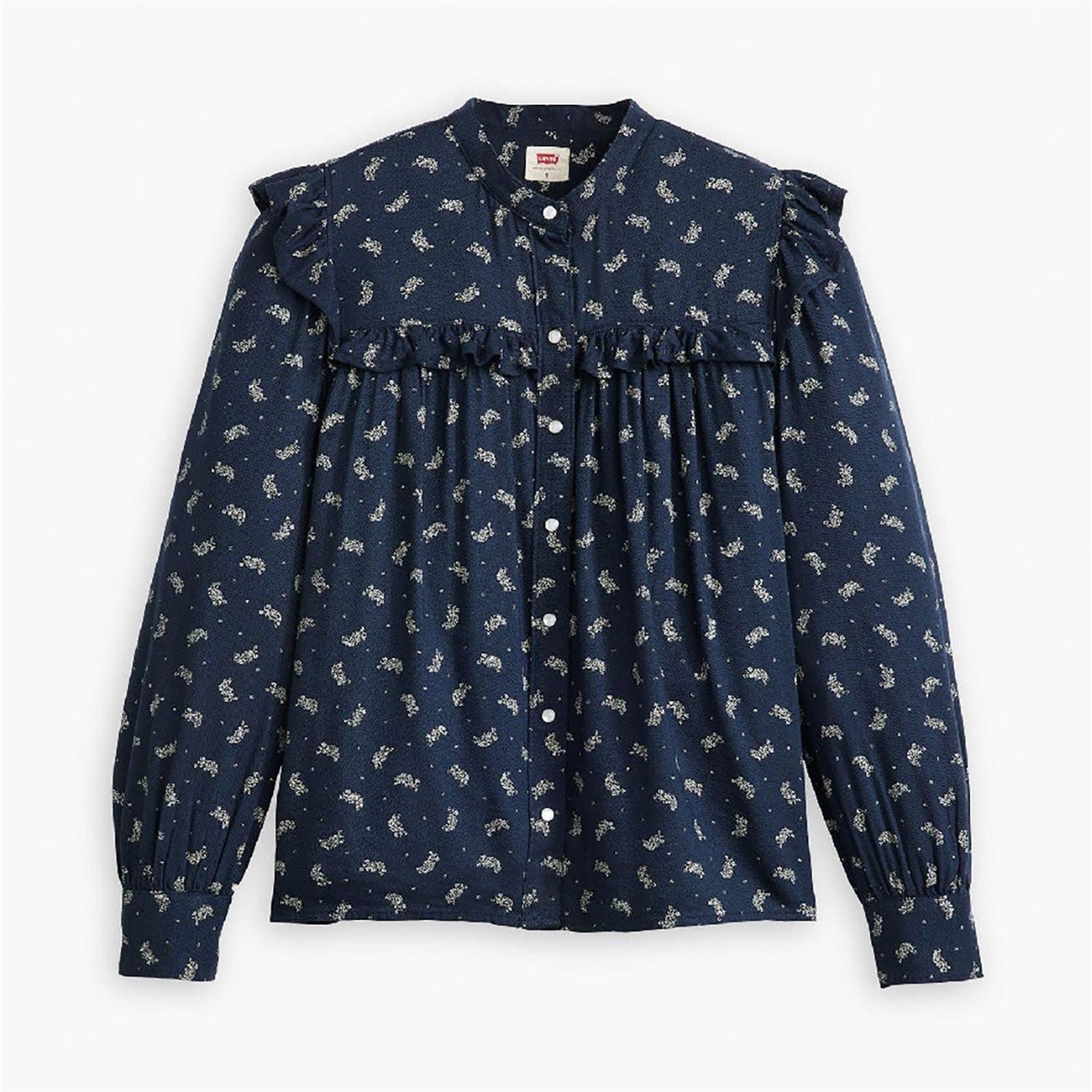 Levis Gianna Mock Neck Ruffle Sleeve Peasant Blouse