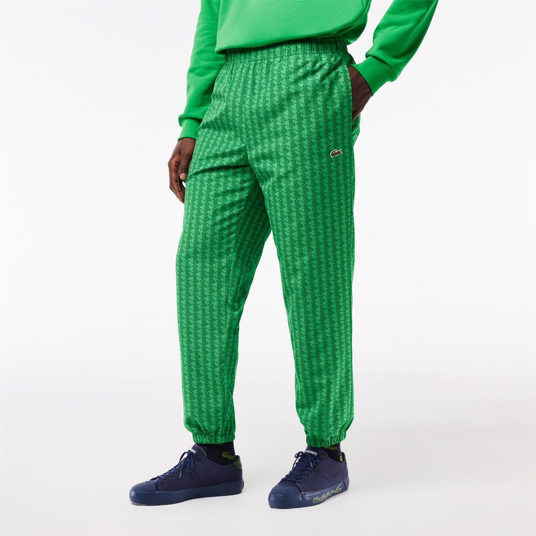 Lacoste Monogram Print Closed Hem Fleece Joggers