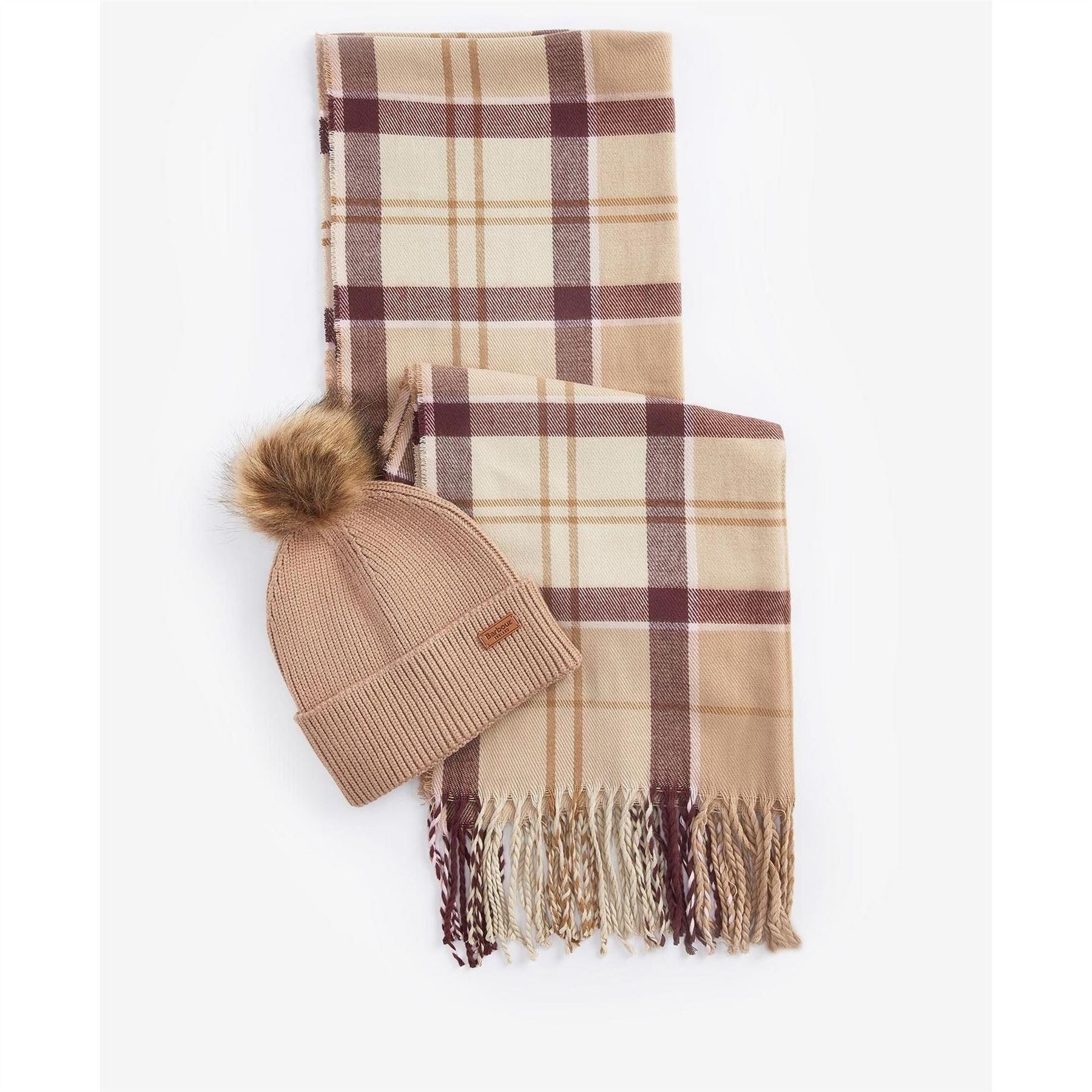 Barbour Beanie  And  Hailes Scarf Gift Set