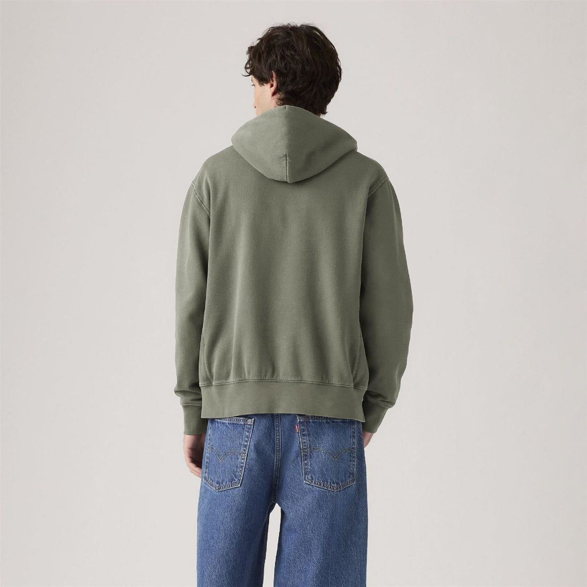 Levis Solid Patterned Hooded Neck Full Zipper Ribbed Cuff Sweat Jacket