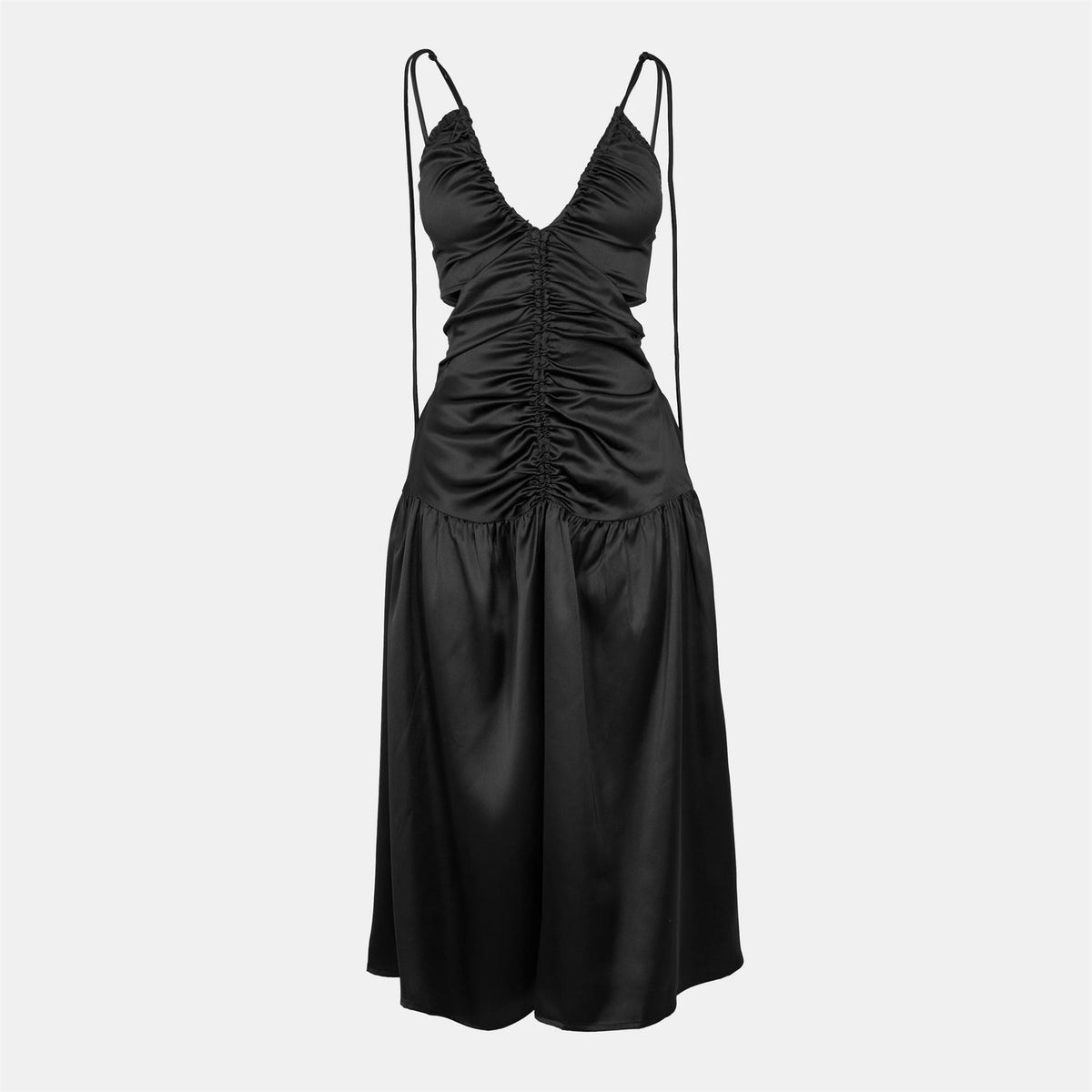 AmyLynn Cinched Tie V-Neck Midi Slip Dress