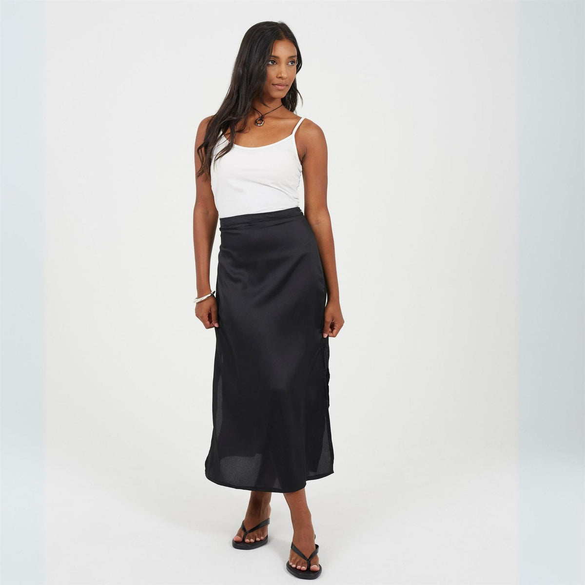 Brave Soul Womens Satin Plain Maxi Skirt