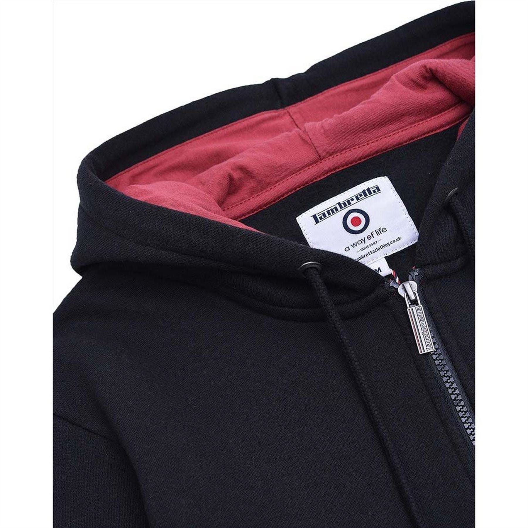 Lambretta Solid Patterned Hooded Ribbed Cuff Sweat Jacket