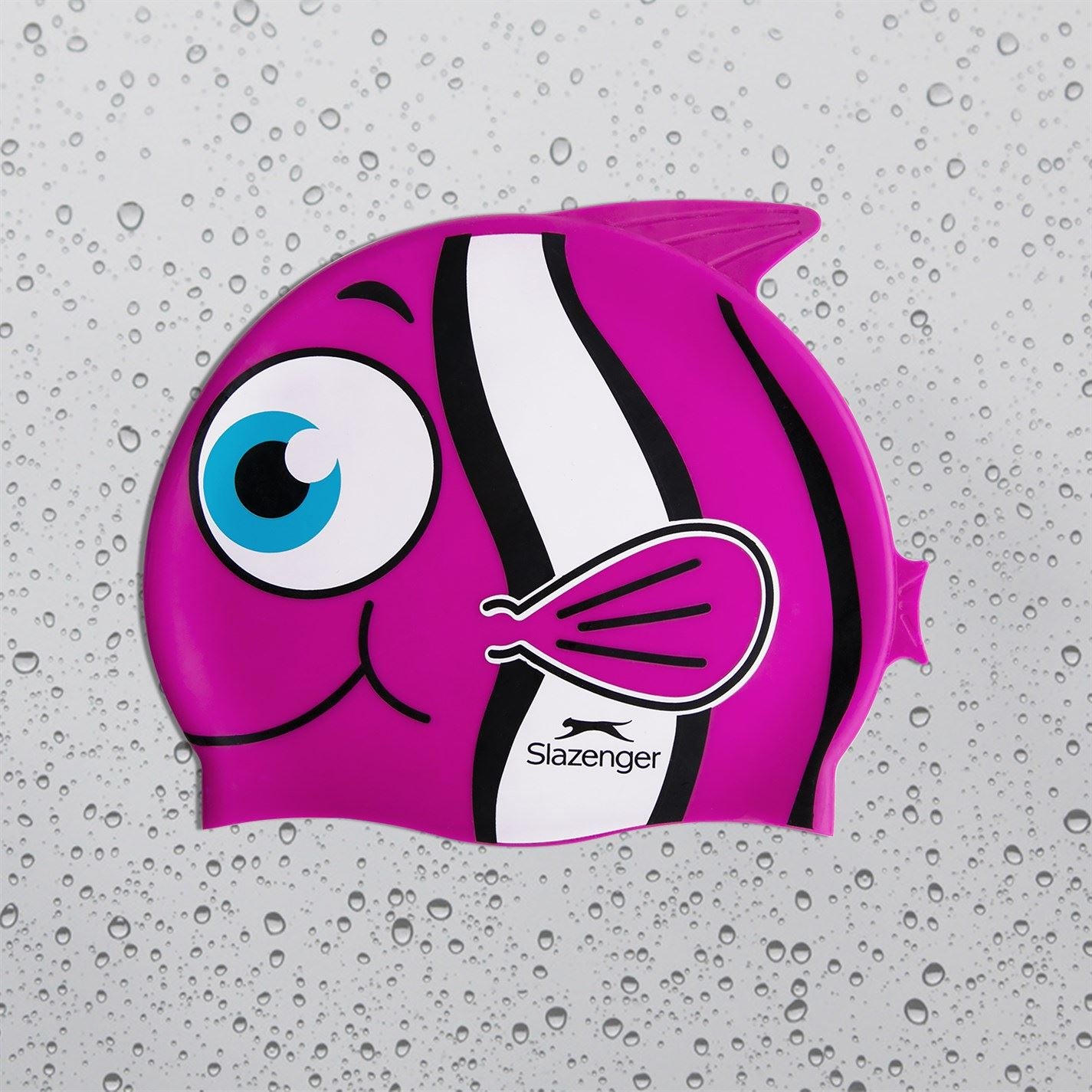 Slazenger Fish Print Silicone Swimming Cap Childrens