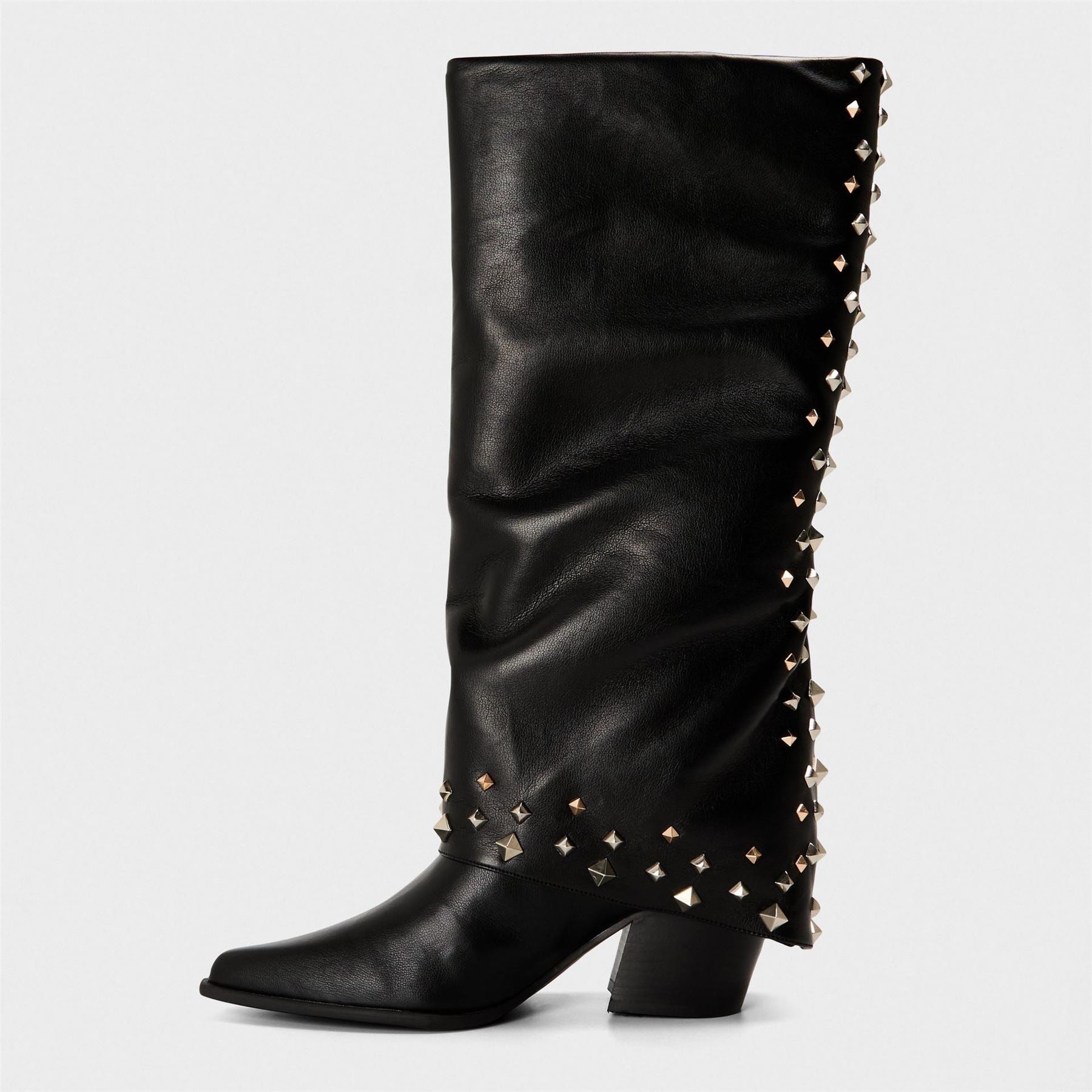Steve Madden Cowboy Boots with Block Heel and Almond Toe
