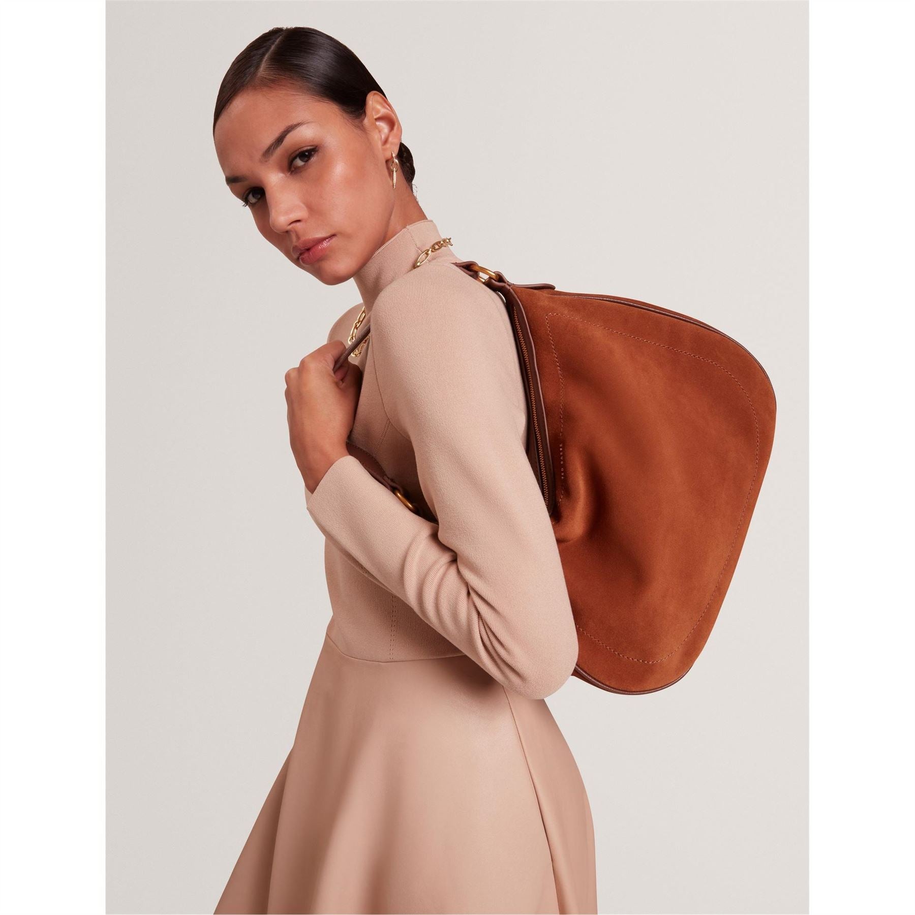 Ted Baker Crescent Shape Hobo Bag with Stitched Detail