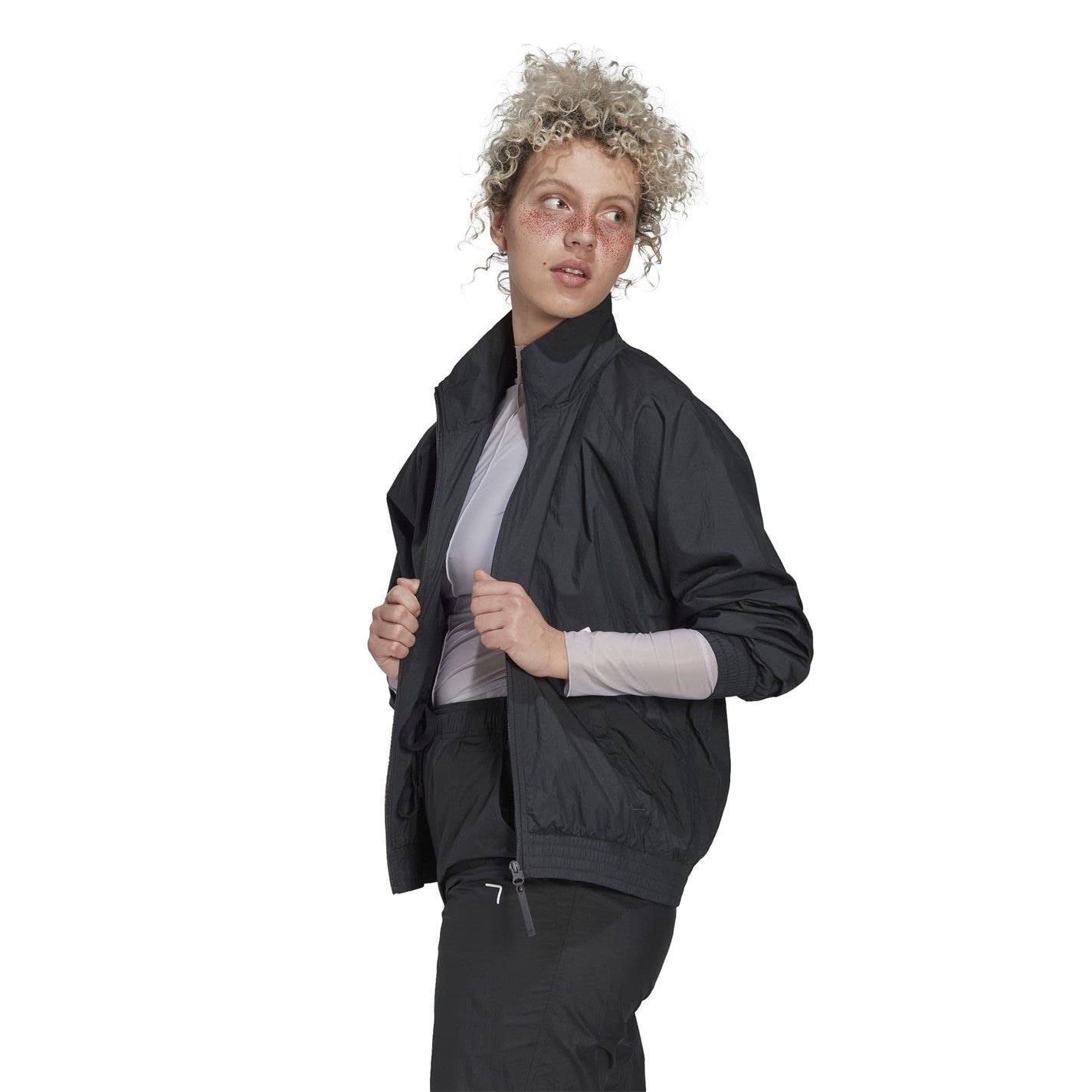 adidas Zip Neck Relaxed Fit Long Sleeve Sweatshirt