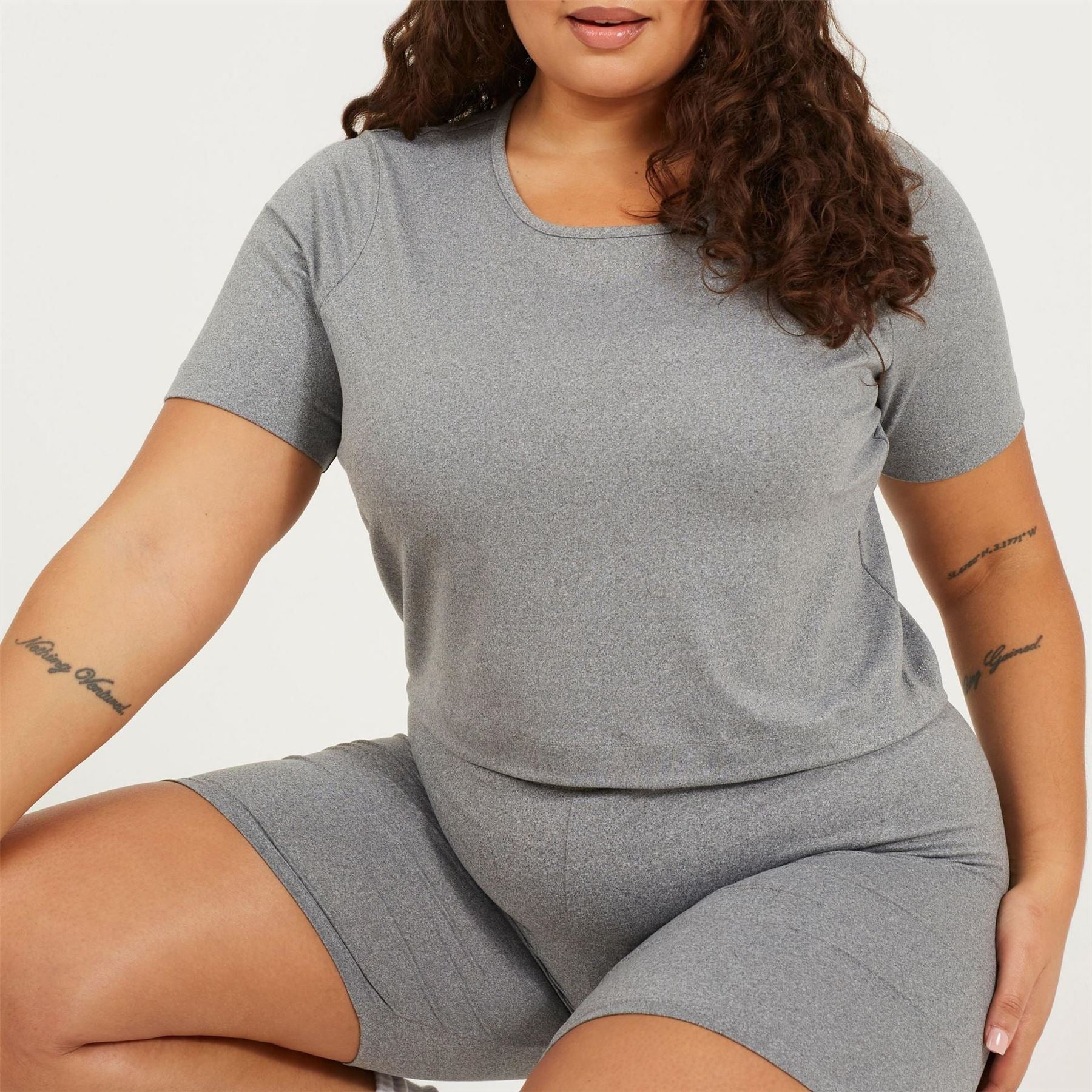 Brave Soul Womens Plus Size Cropped Round Neck T-Shirt