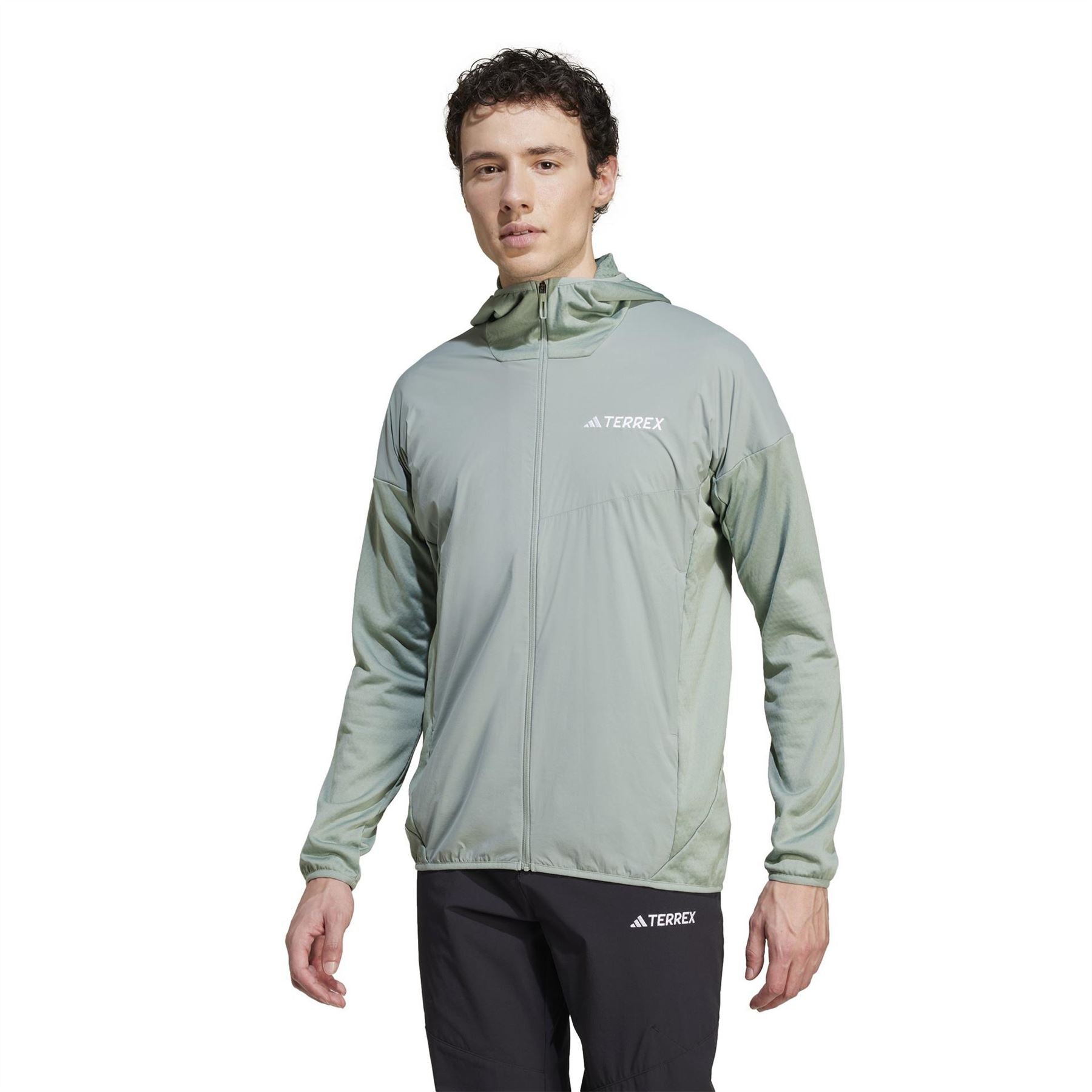 adidas Mens Terrex Xperior Climawarm+ Wind Light Fleece Hooded Jacket