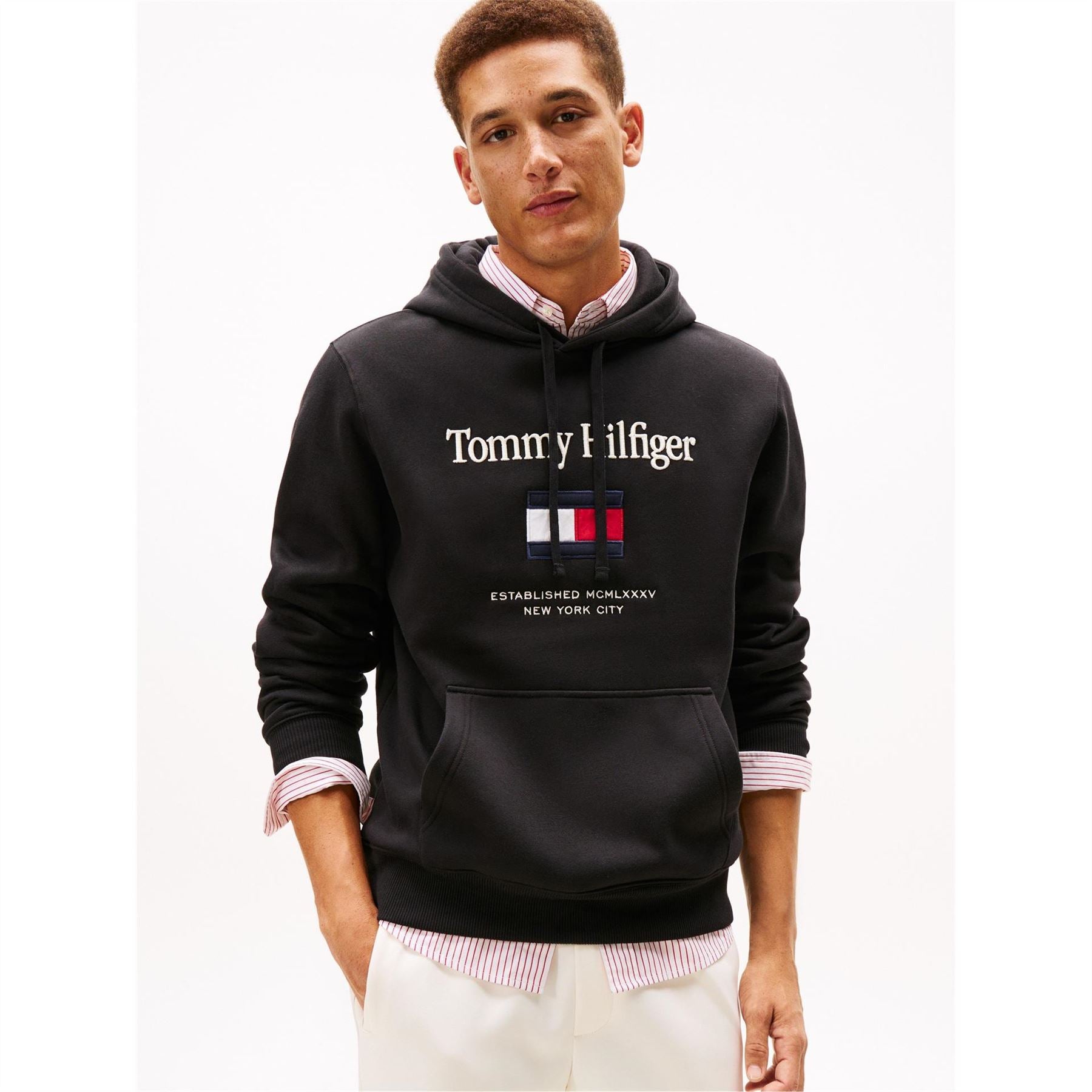 Tommy Hilfiger Embroidered Flag Hooded Long Sleeve Sweatshirt