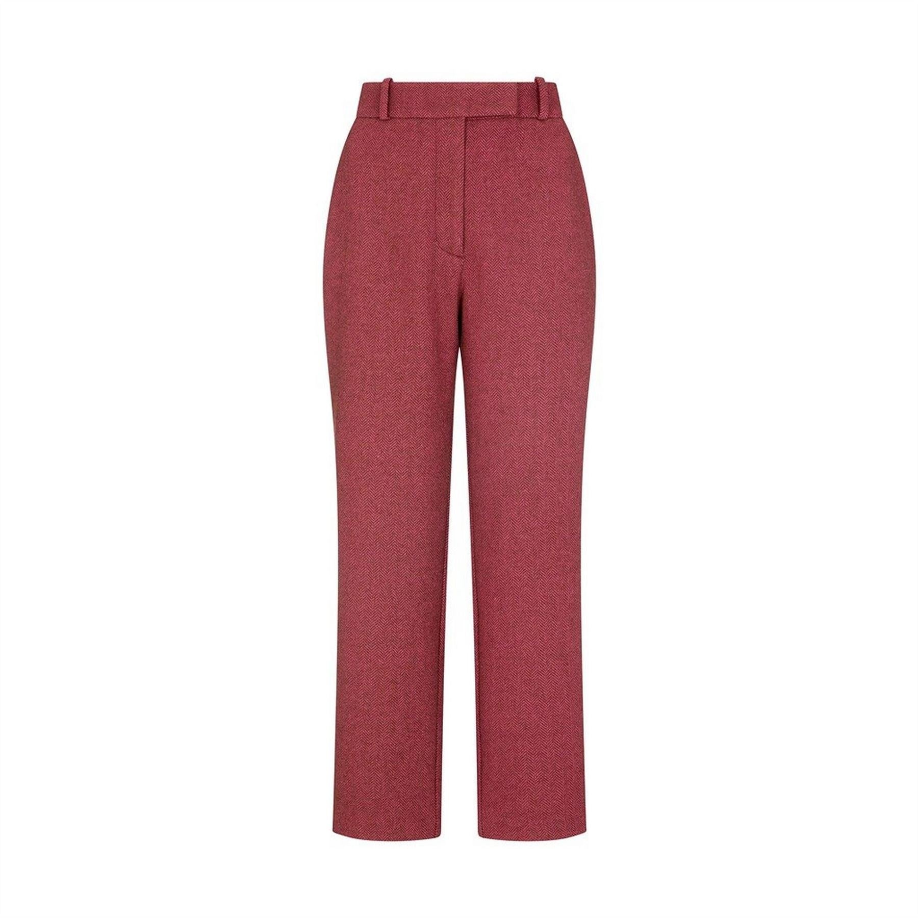 Lily and Lionel Pandora Tapered Herringbone Print Trouser In Pink