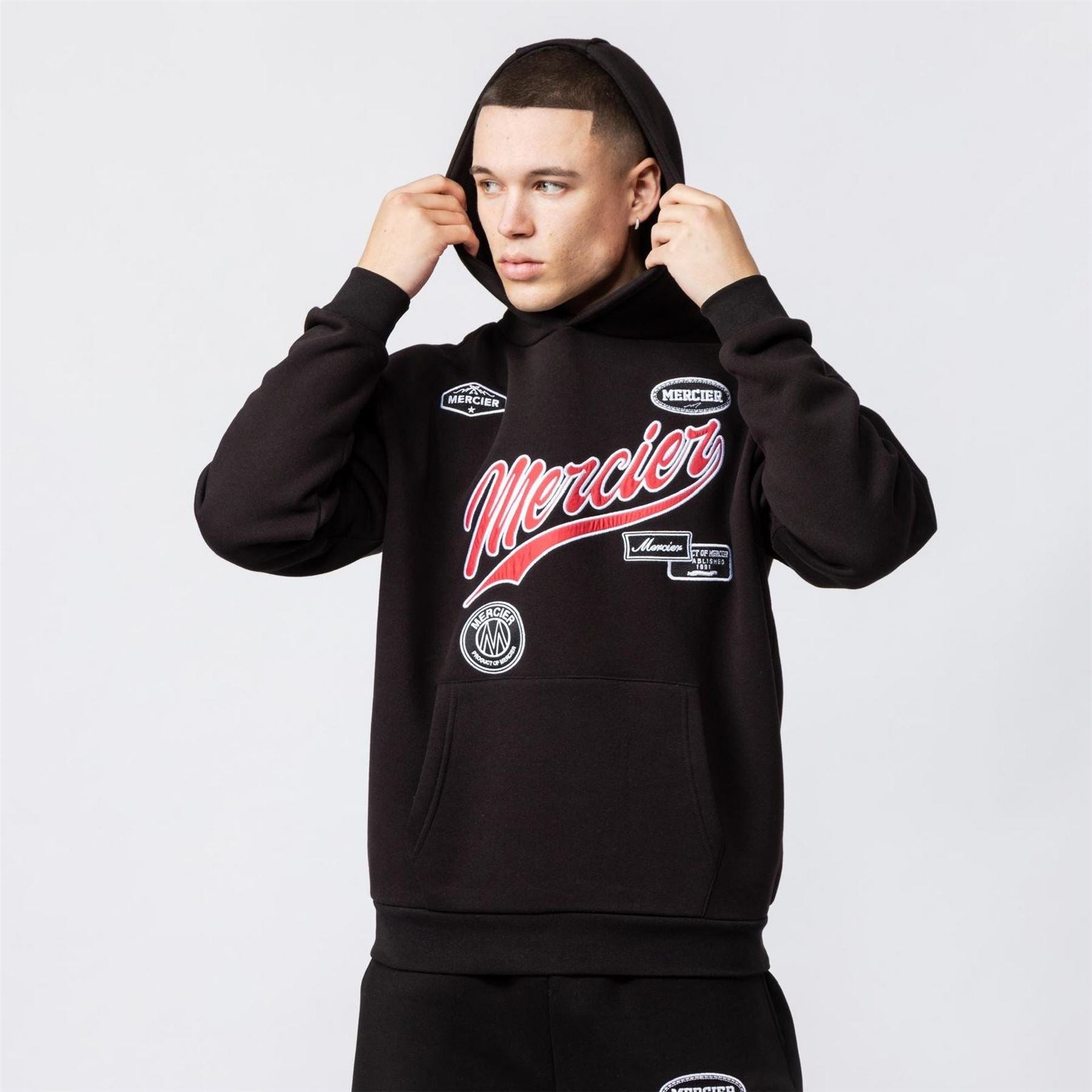 Mercier Embroidered Hooded Long Sleeve Sweatshirt