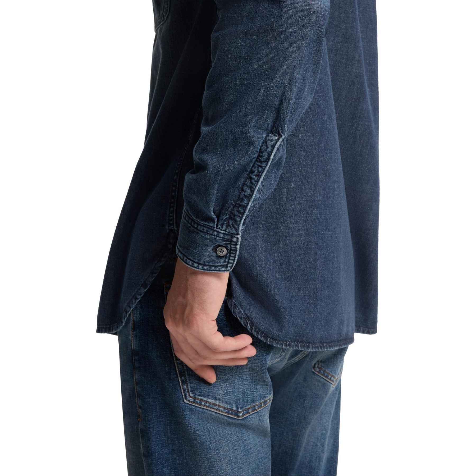 Boss Double Breasted Cotton Long Sleeve Denim Shirt