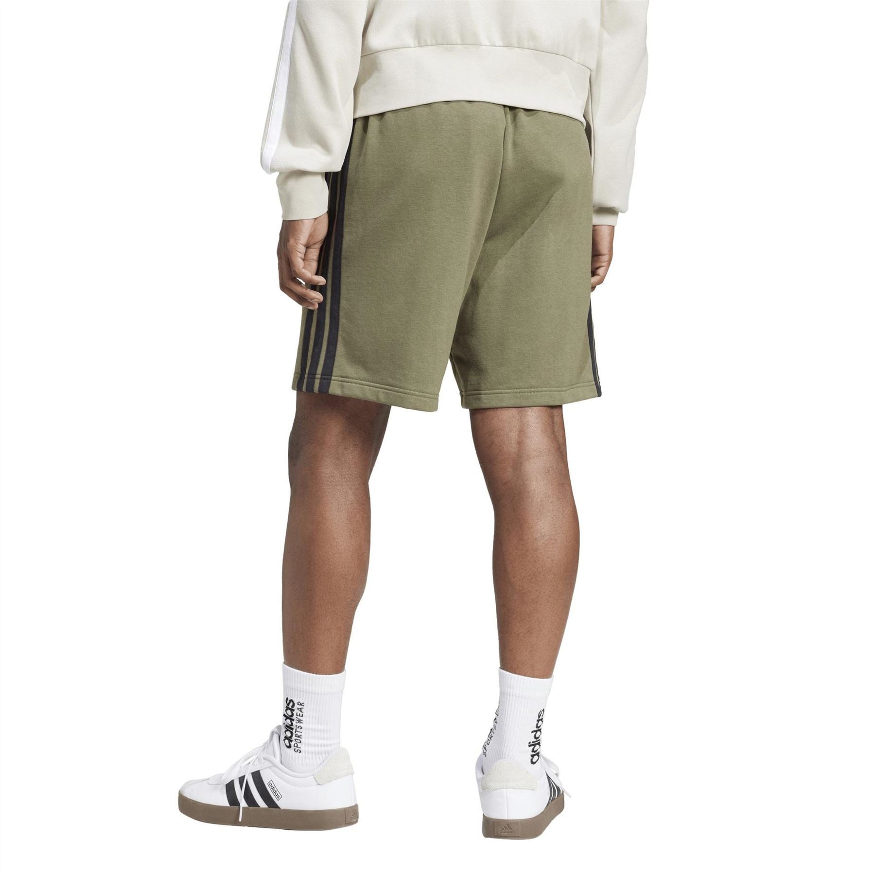 adidas Mens Essentials 3 Stripe Fleece Shorts