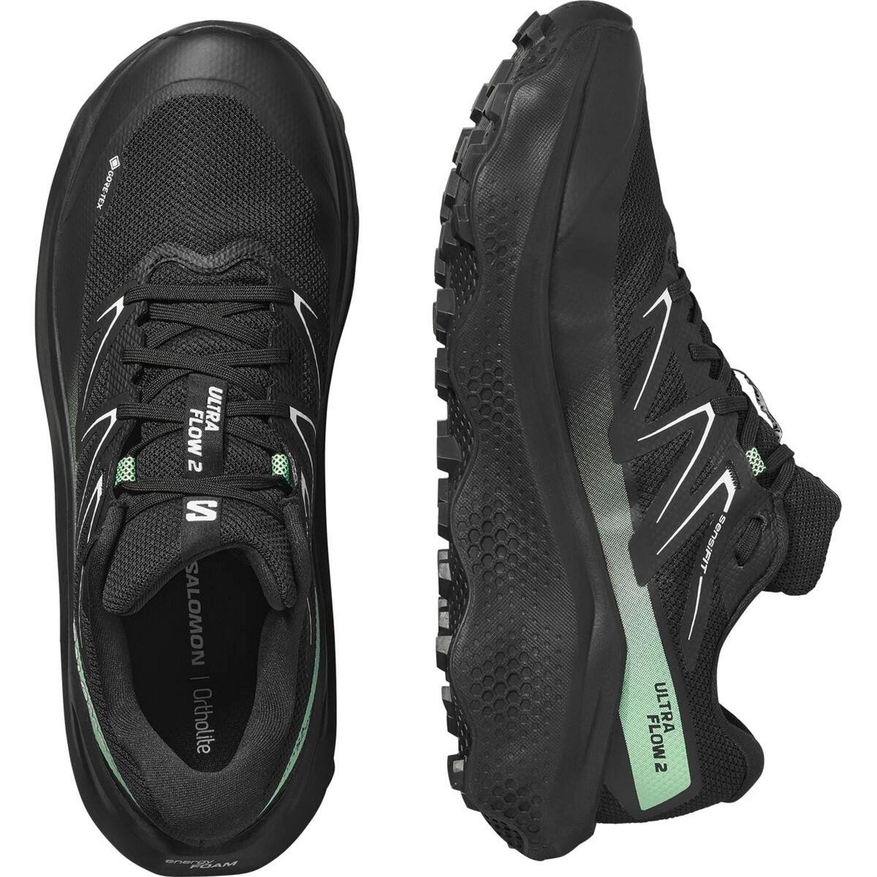 Salomon Mens Ultra Flow 2 GorE-Tex Black Black Patin Trail Running