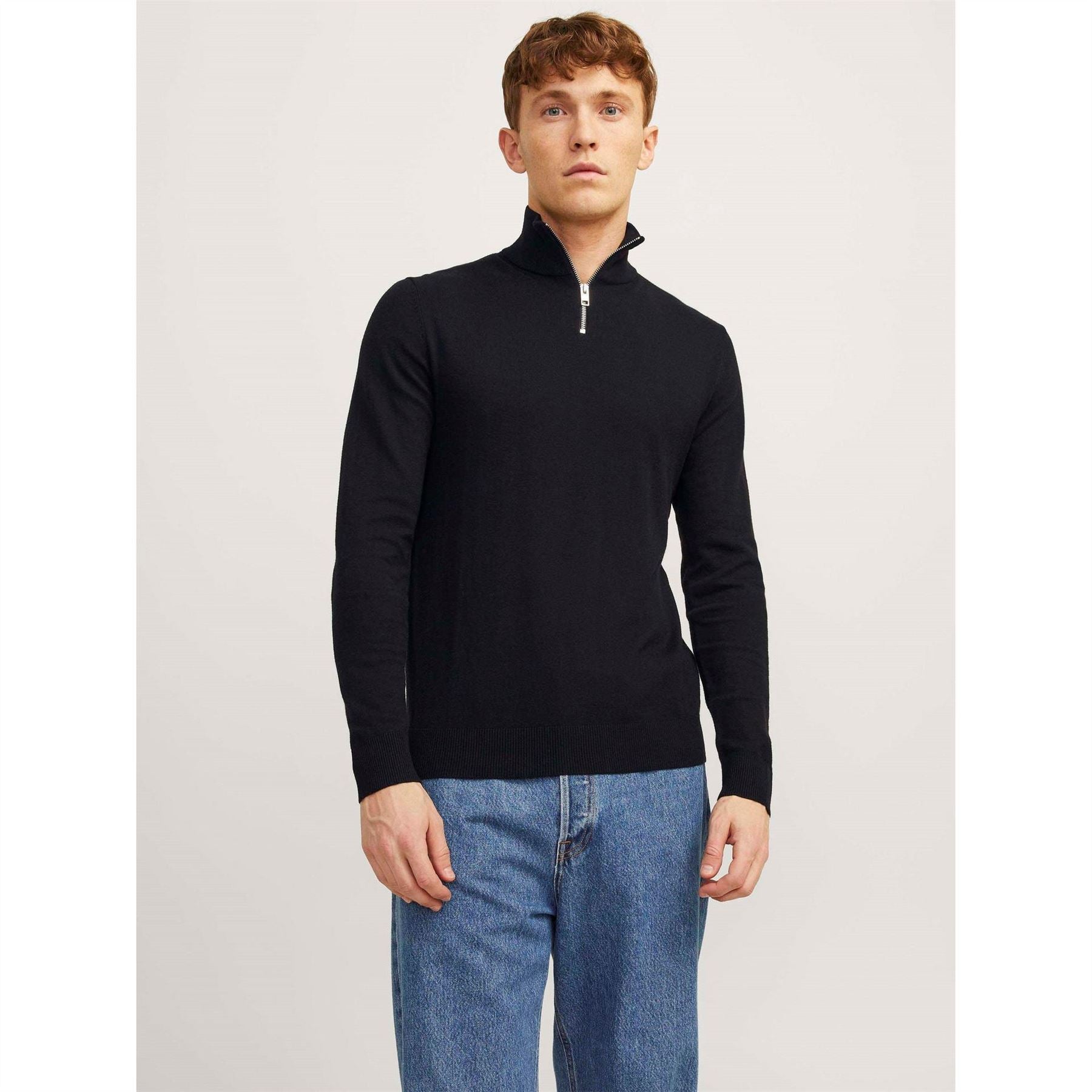 Jack and Jones Mens Emil Half Zip Knitted Top