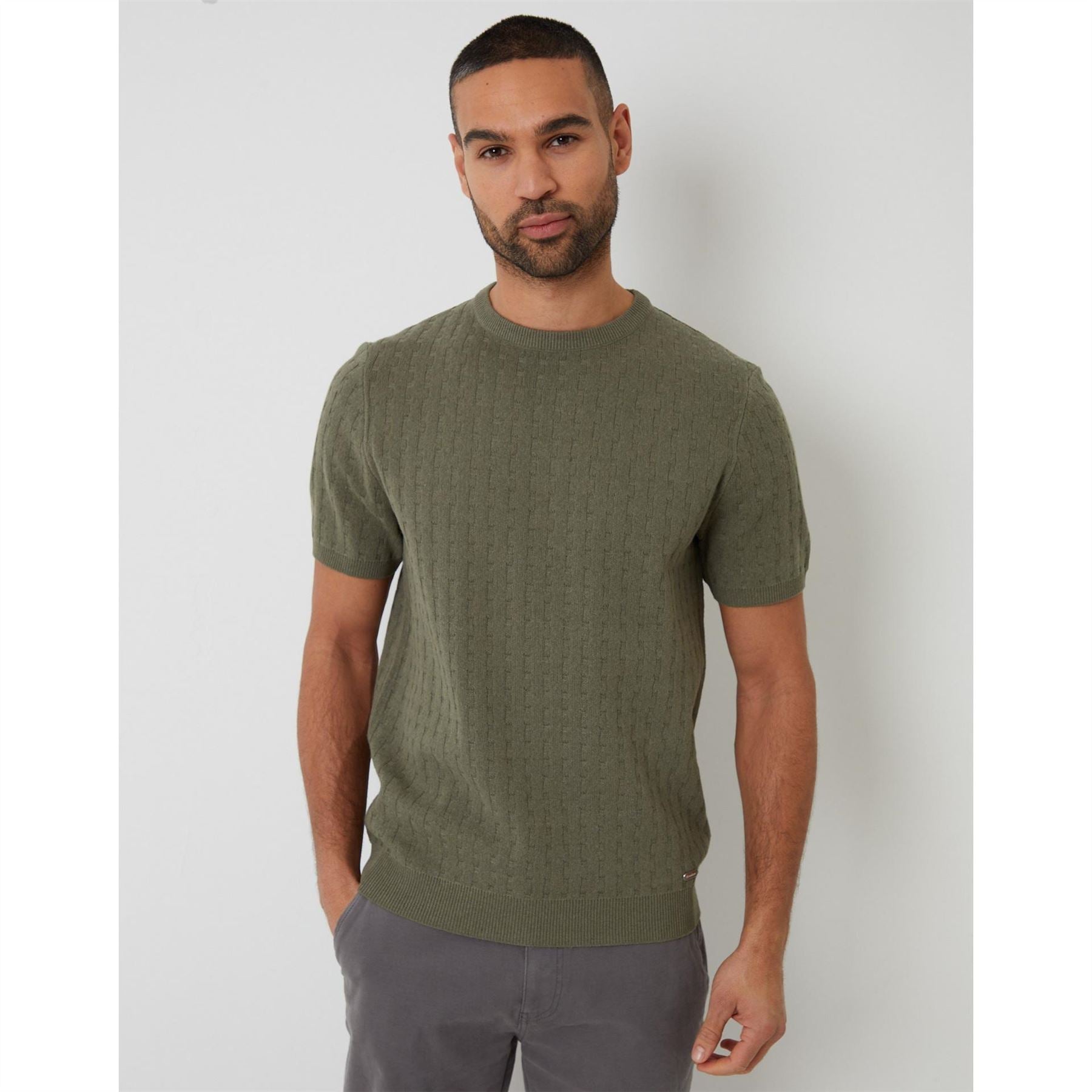 Threadbare Crew Neck Ribbed Collar Short Sleeve T-Shirt