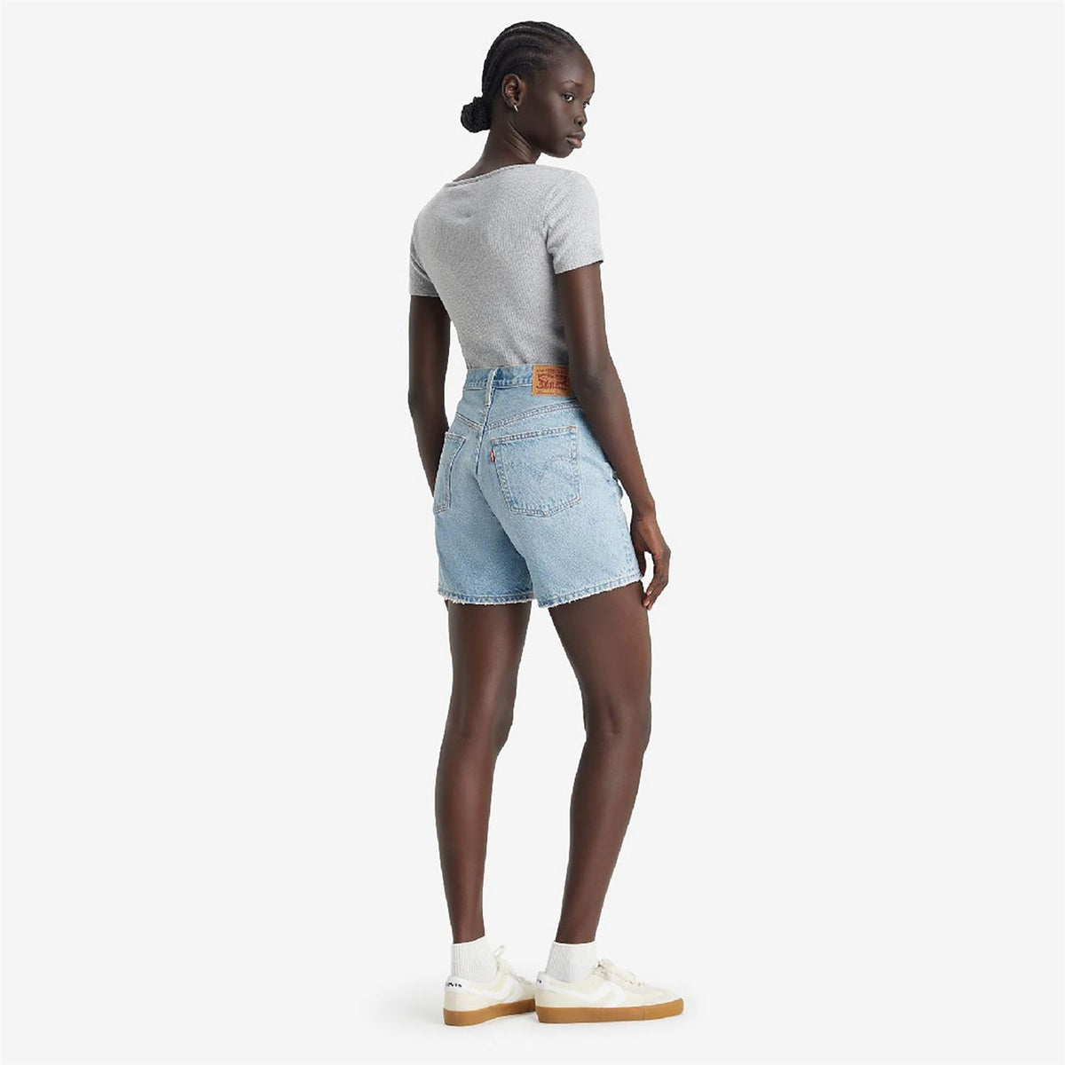 Levis 501 Light Wash Denim Shorts with Frayed Hem