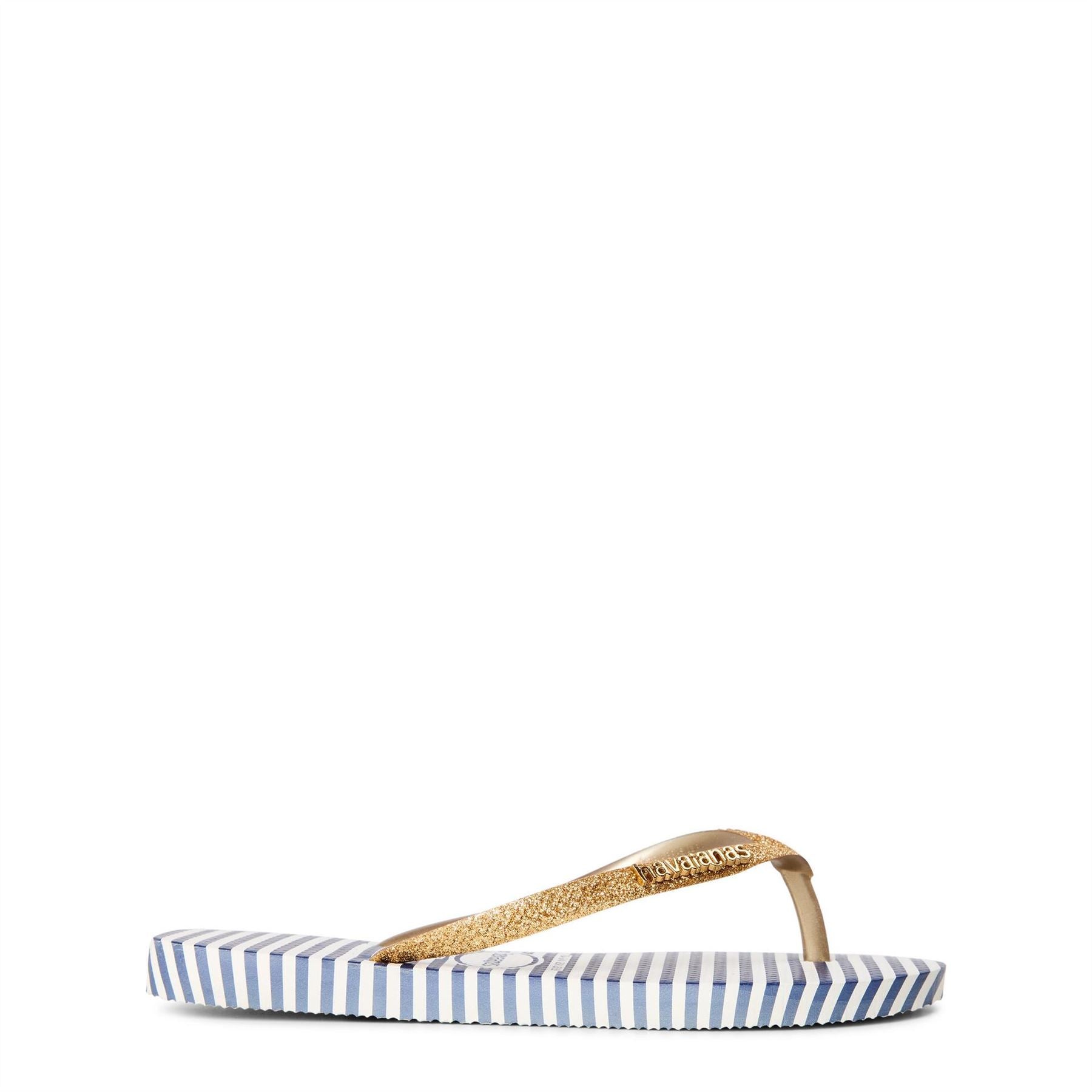 Havaianas Kids Slim Glitter Stripes White Flip Flops