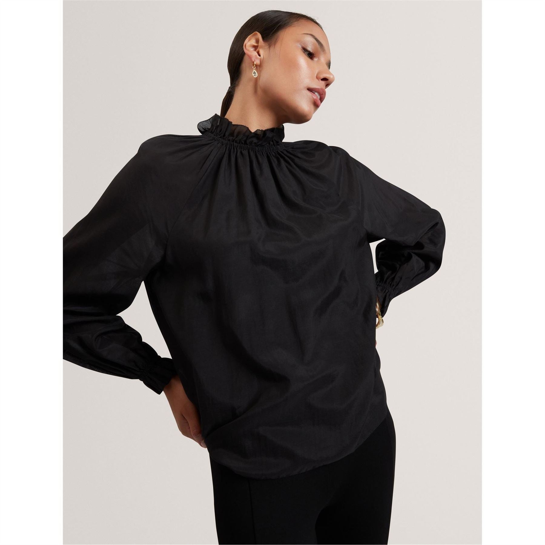 Ted Baker Funnel Neck Raglan Sleeve Peasant Blouse
