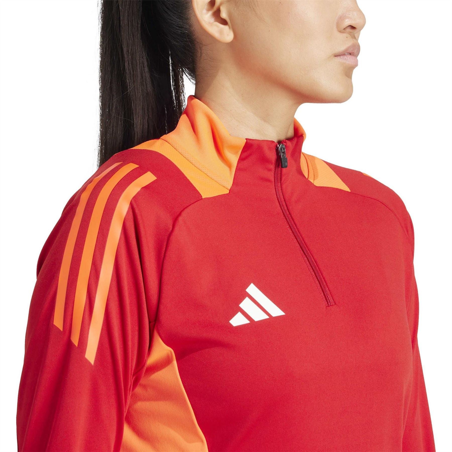 adidas Three Bar Logo Funnel Neck Raglan Sleeve Athletic Top