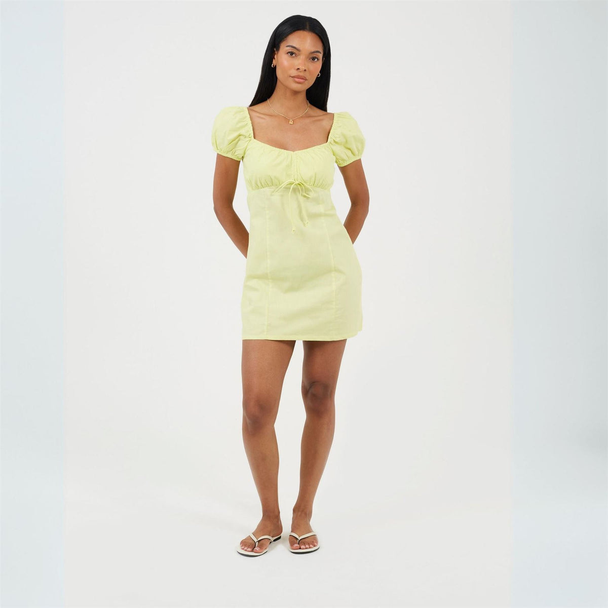 Brave Soul Puff Sleeve Mini Dress with Sweetheart Neckline