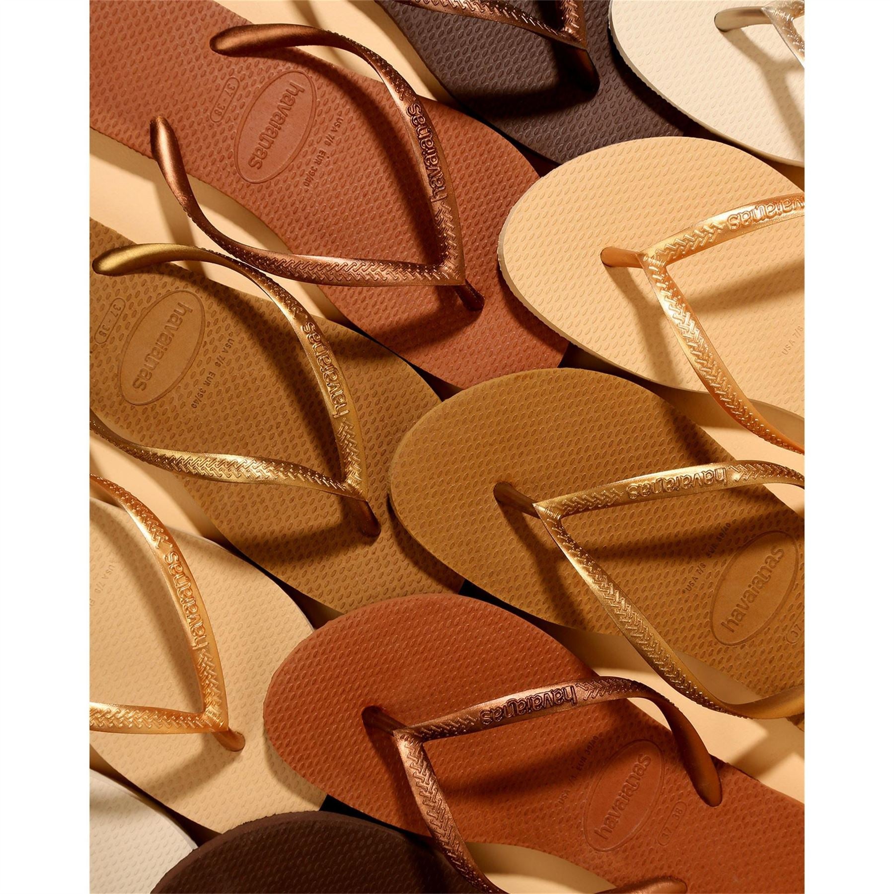 Havaianas Womens Hav. Slim Dark Brown Metal Acoused Flip Flops