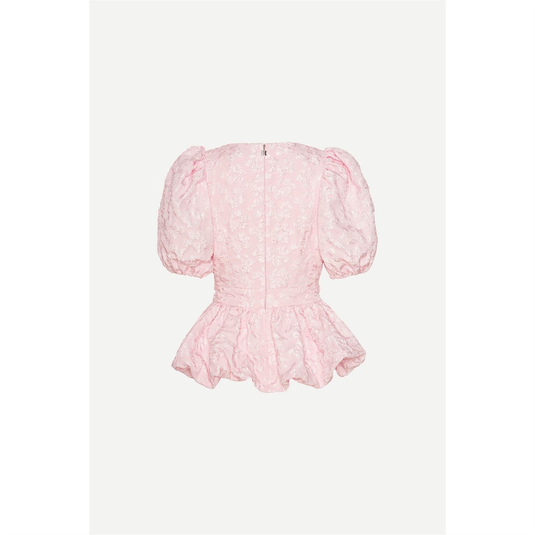 Rotate Jacquard Puff Sleeve Top