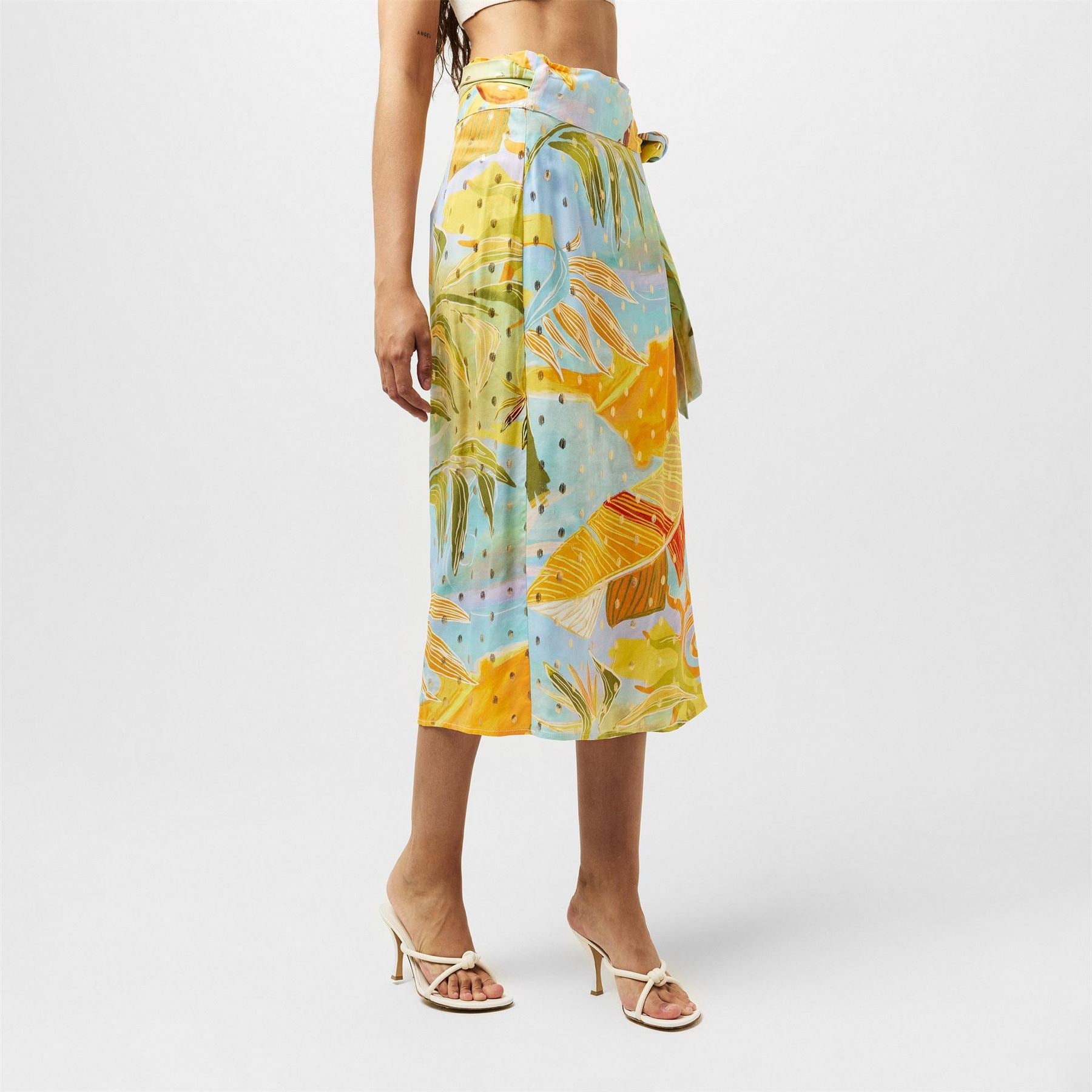 Never Fully Dressed Sky Jaspre Midi Floral Patterned Wrap Skirt