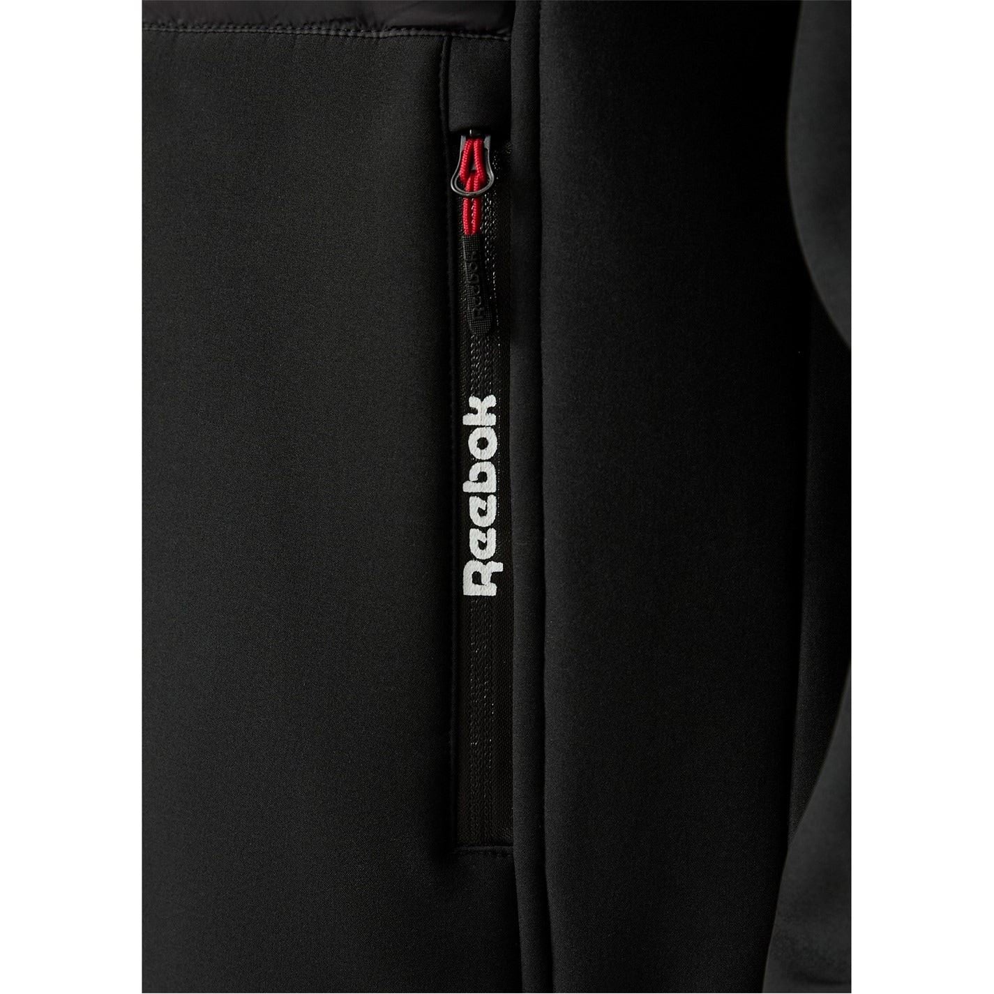 Reebok Solid Patterned Hooded Neck Ribbed Cuff Rain Jacket