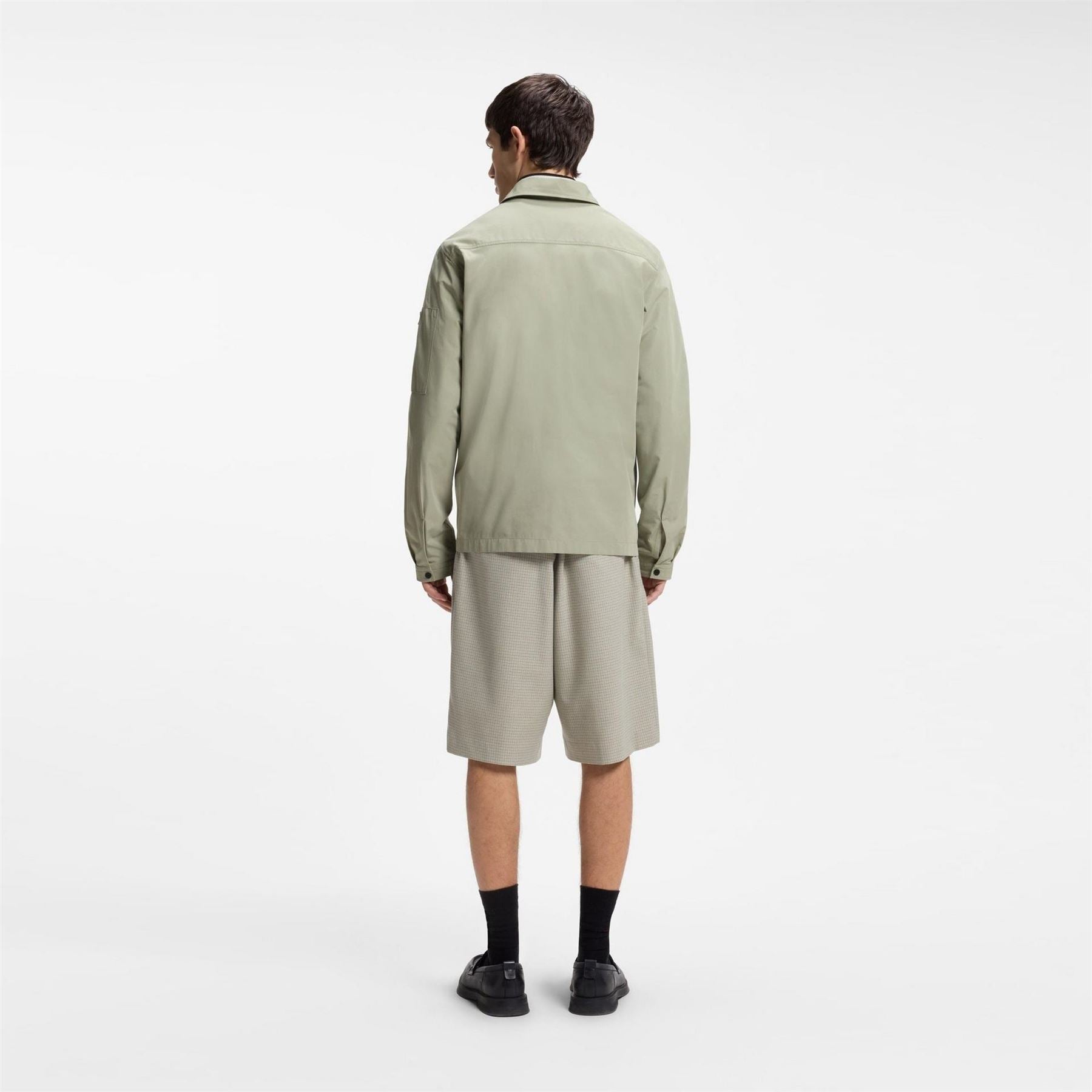 Hugo HUGO Emmond Cotton Long Sleeve Zip Overshirt   Contemporary Design with Logo Detail