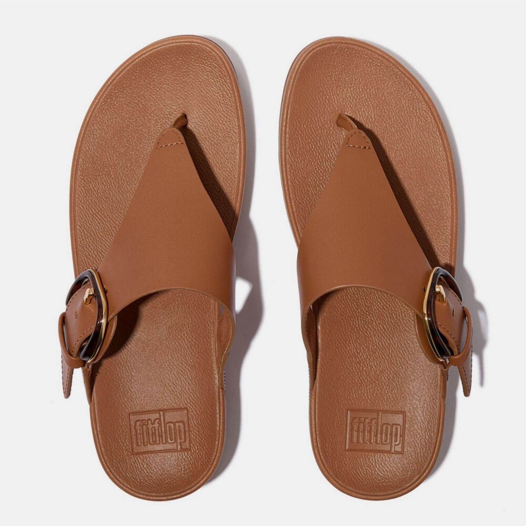 Fitflop Resin Buckle Leather Toe Post Sandals