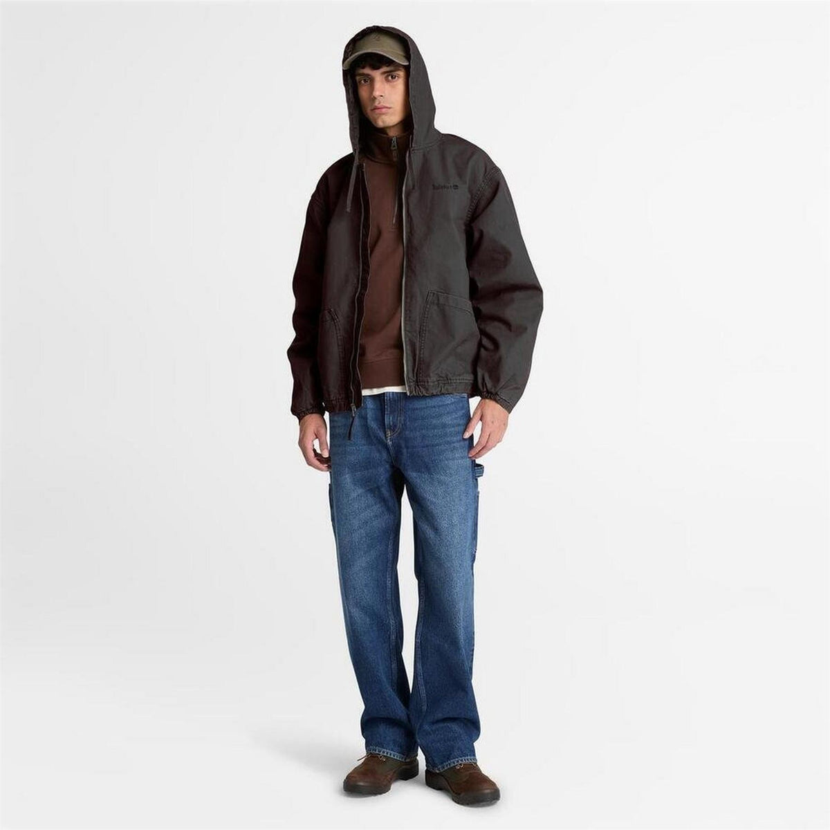 Timberland Cotton Canvasas Hooded Long Sleeve Bomber Jacket