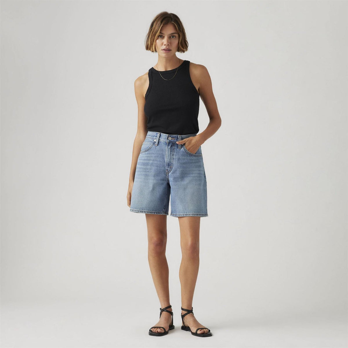Levis 94 Baggy Fit Medium Wash Denim Shorts