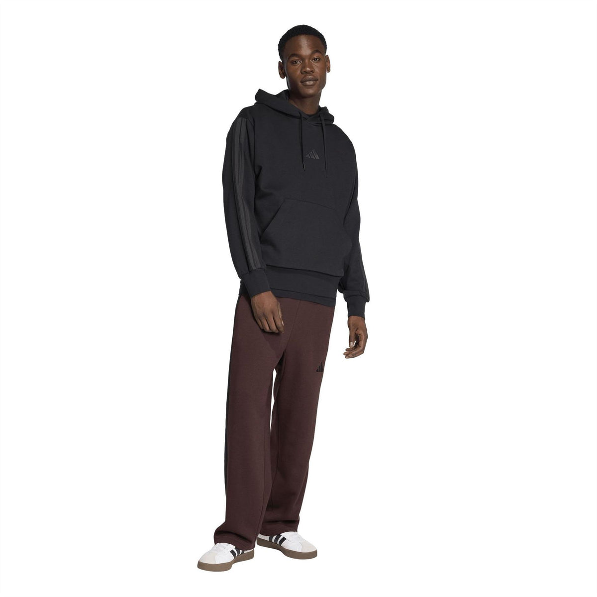 adidas Mens Fleece 3 Stripes Hoodie