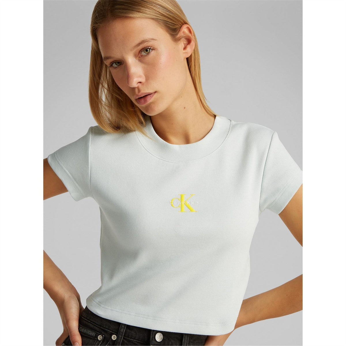 Calvin Klein Jeans Cropped Slim Fit Crew Neck T-Shirt