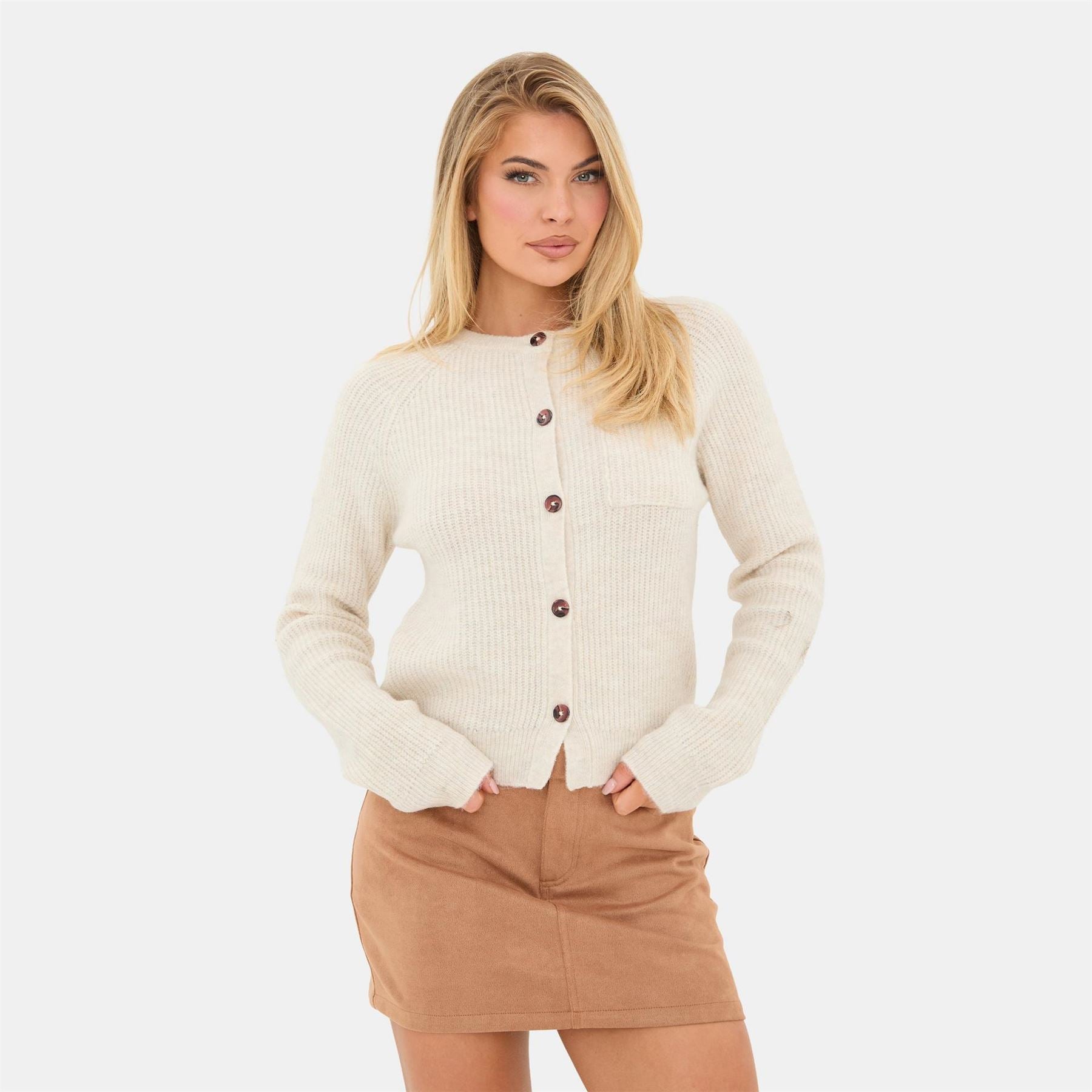 I Saw It First Button Detail Cotton Long Sleeve Cardigan