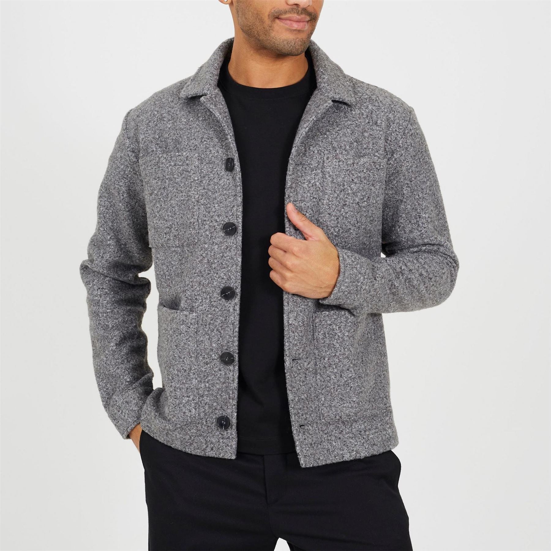 Brave Soul Boucle Textured Shirt Jacket